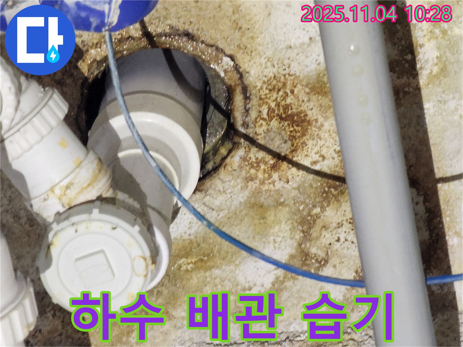 다산동 누수 - 하수 배관 주변 습기