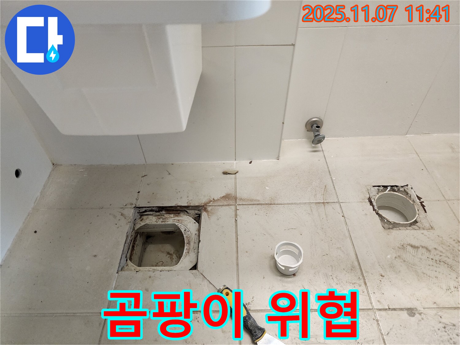 김포 사우동 좌변기 배수구 누수 - 곰팡이 건강 위협