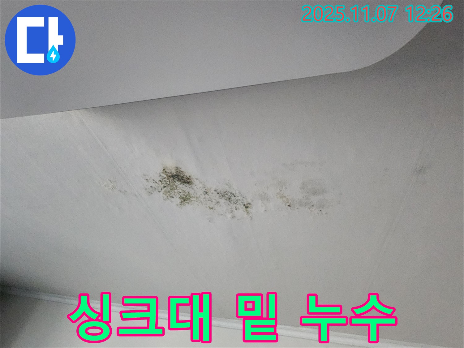 싱크대 밑 누수 - 습기 주의