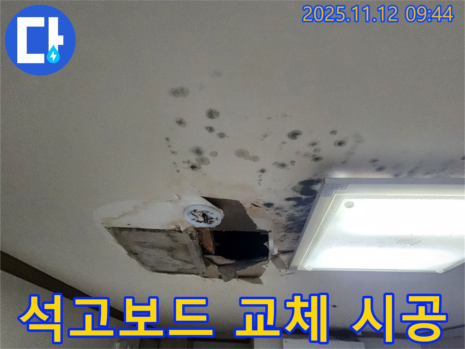 곰팡이 천장 - 석고보드 교체 - 완벽 방수 - 시공 전문 업체
