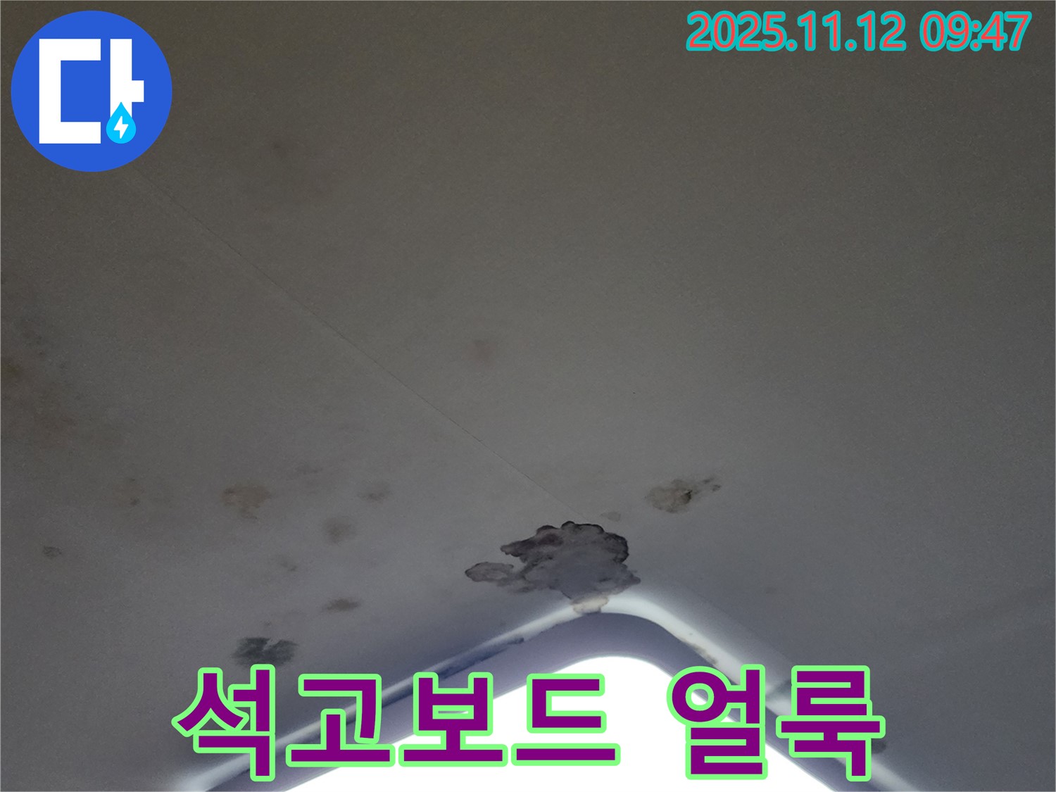 포천 소흘읍 - 천장 조명 주변 석고보드 얼룩 - 누수 의심