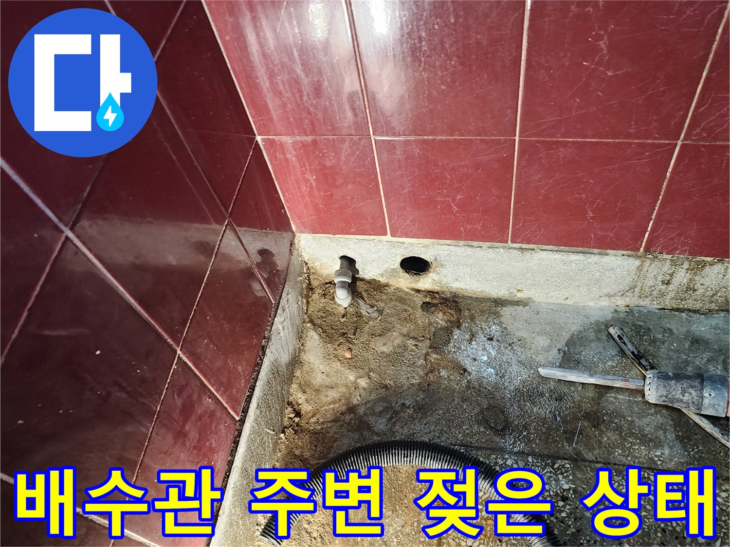 벽체 하단부-물샘 확인을 위해 파헤친 현장 모습