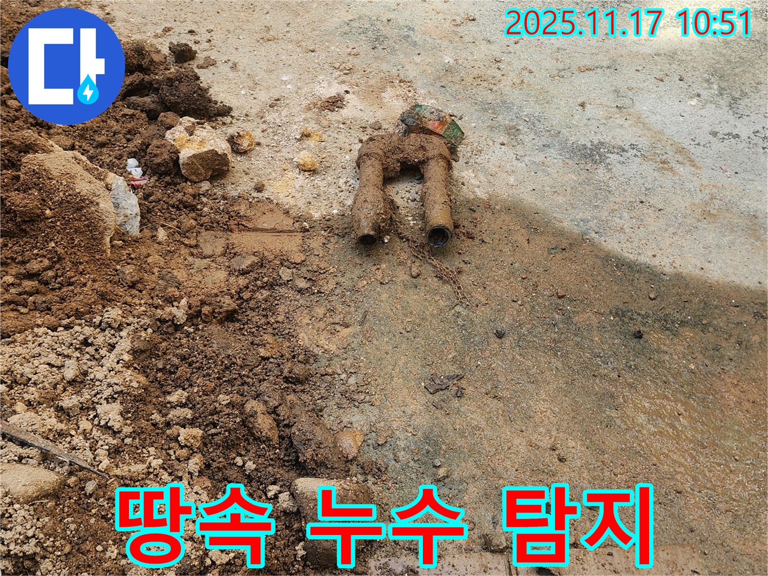 상성북리 - 주택 마당 땅속 누수 지점 탐지 - 전문 장비 사용