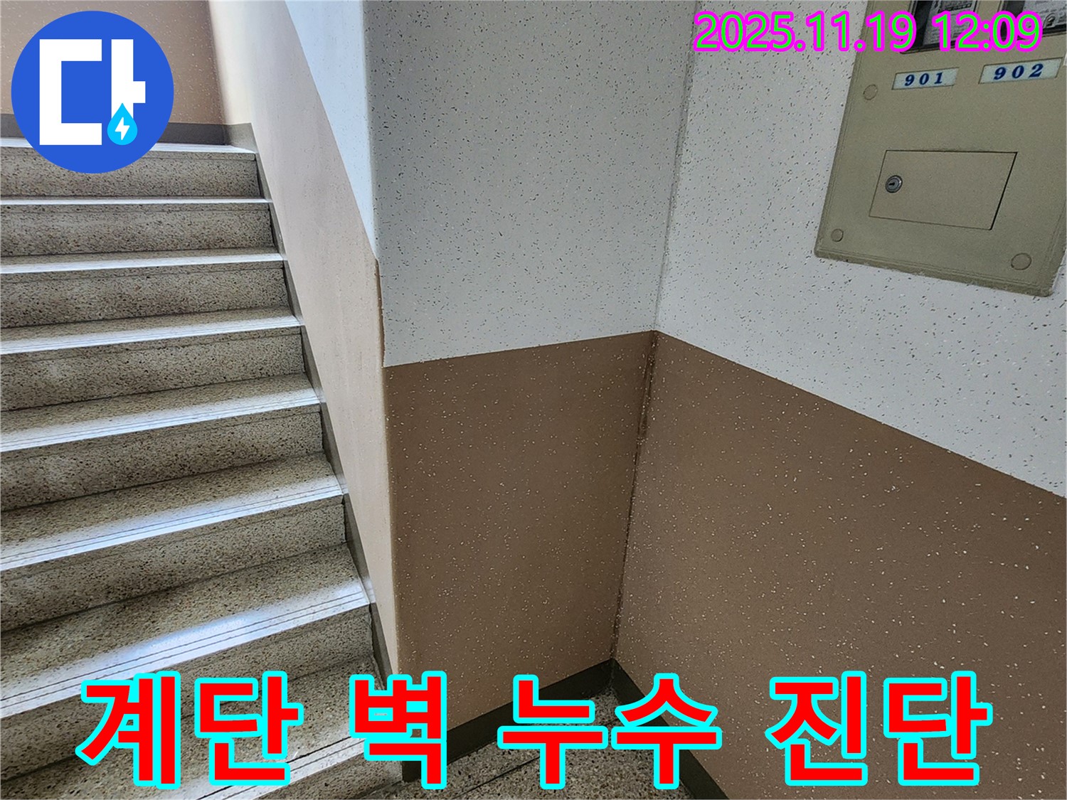 내촌면 마명리 아파트 계단 벽 누수 - 꼼꼼한 진단과 완벽한 공사로 해결