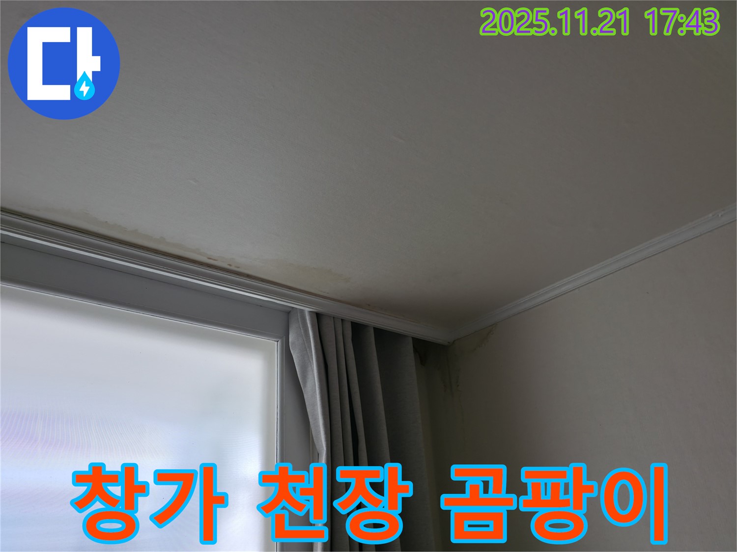 세검정 창가 천장 누수 - 곰팡이 시작 - 빠른 진단
