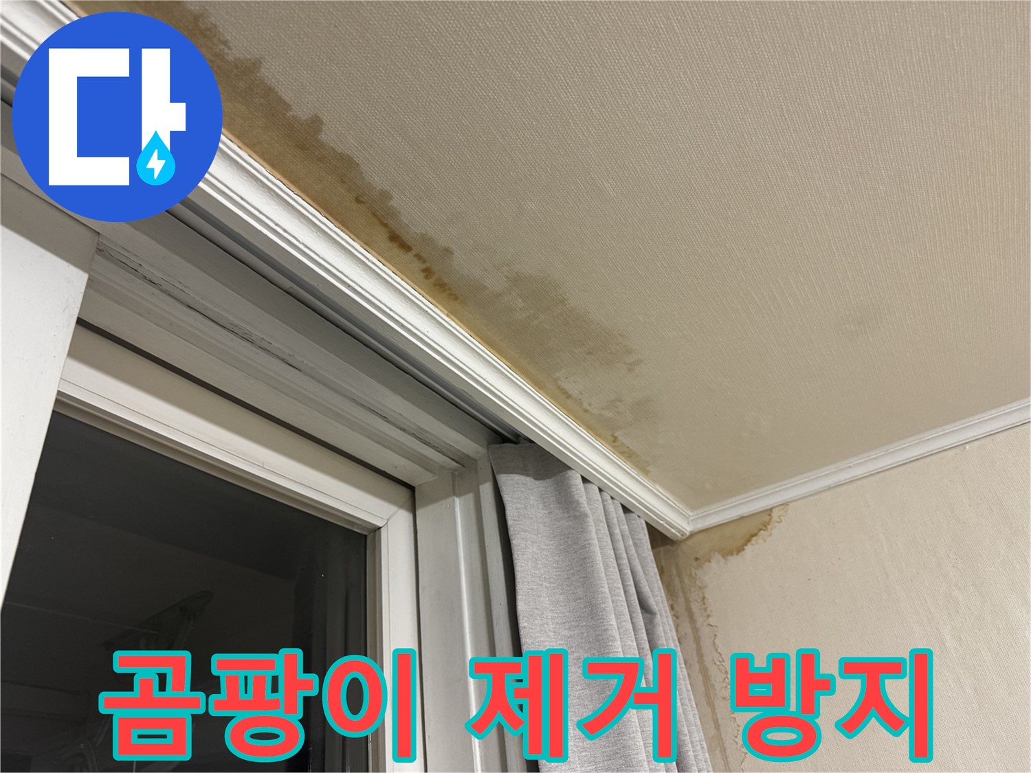 세검정 창문 주변 천장 누수 - 곰팡이 제거 및 방지 시공 이미지입니다.