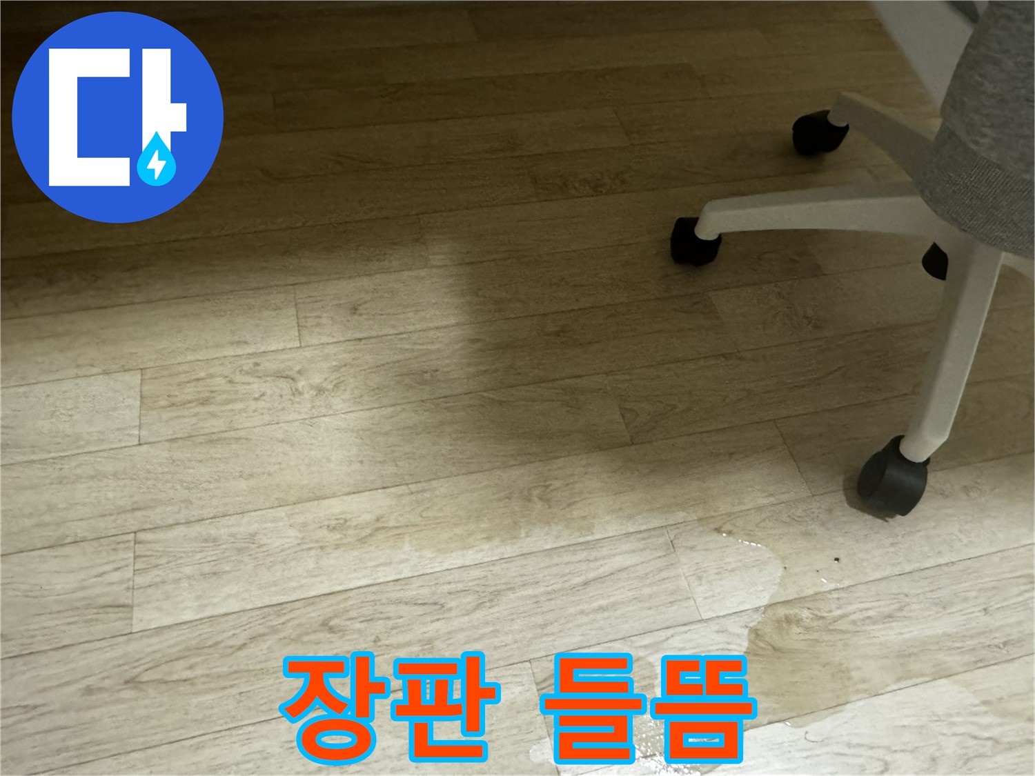 장판이 들떠 있는 모습 - 장판 밑에 습기가 차 있을 가능성이 높습니다.
