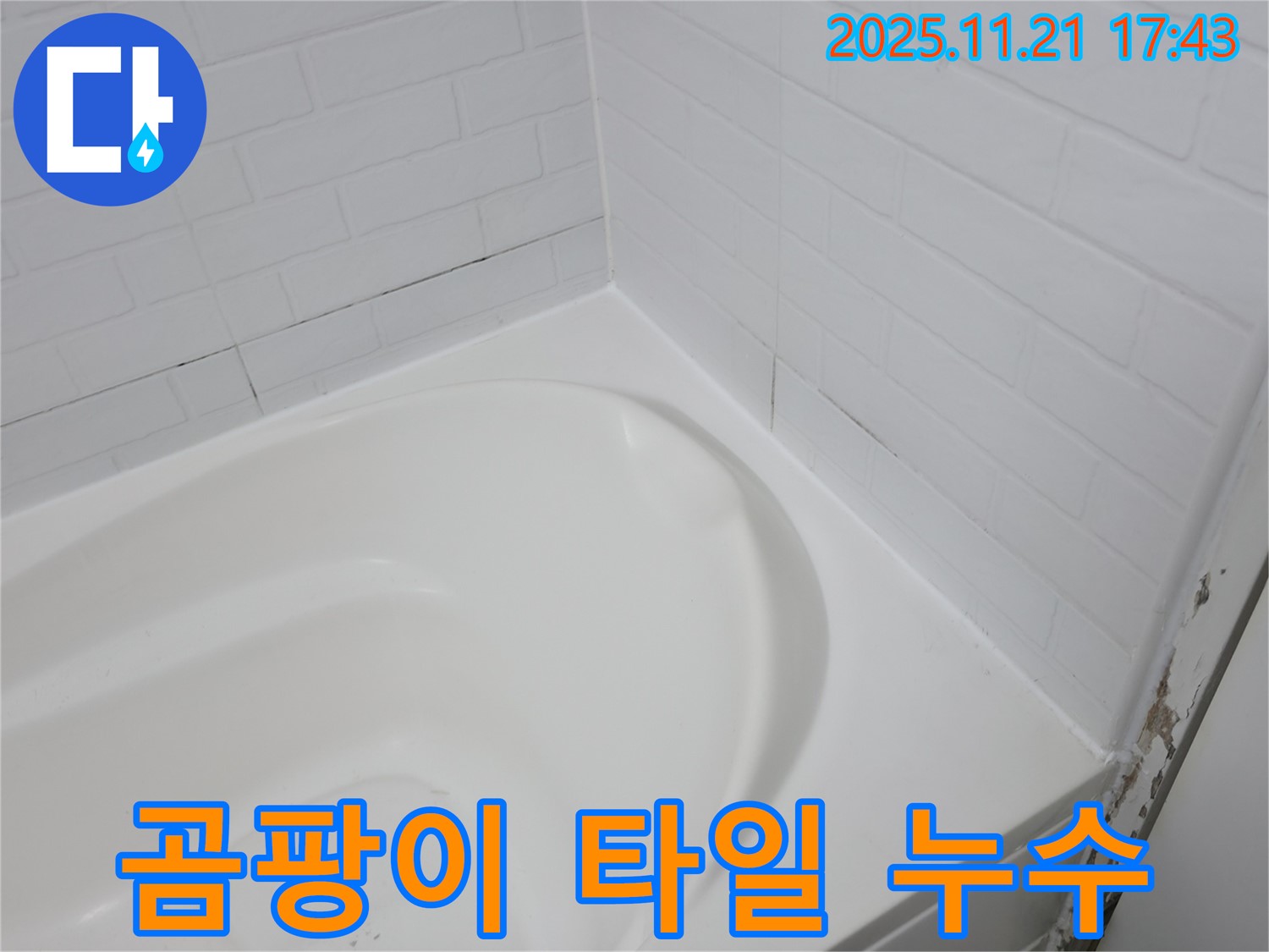 홍제동 욕조 - 곰팡이 슨 타일 - 누수 위험 신호!