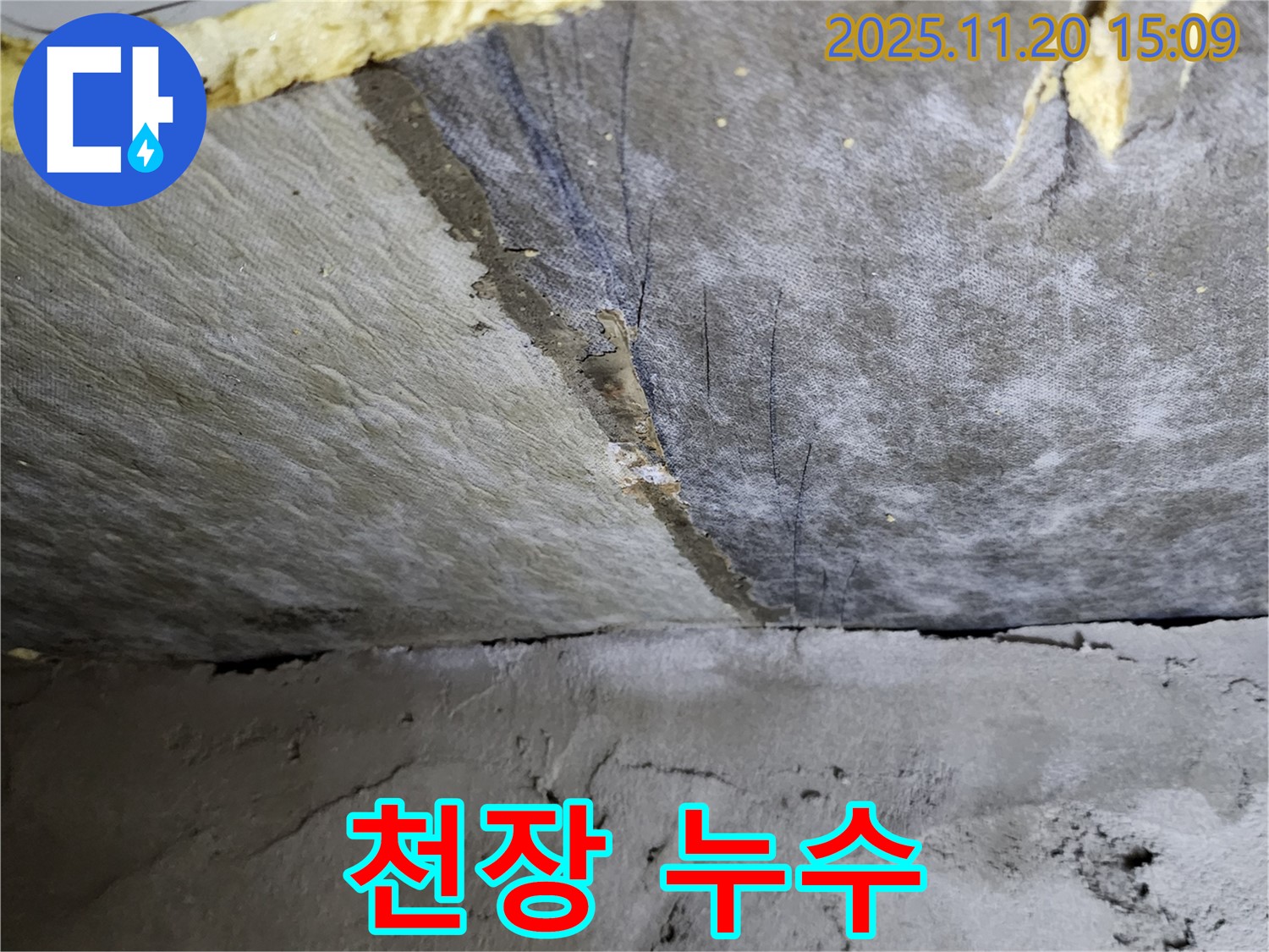젖은 천장 - 젖어있는 천장 내부 - 곰팡이 발생 전 누수 해결