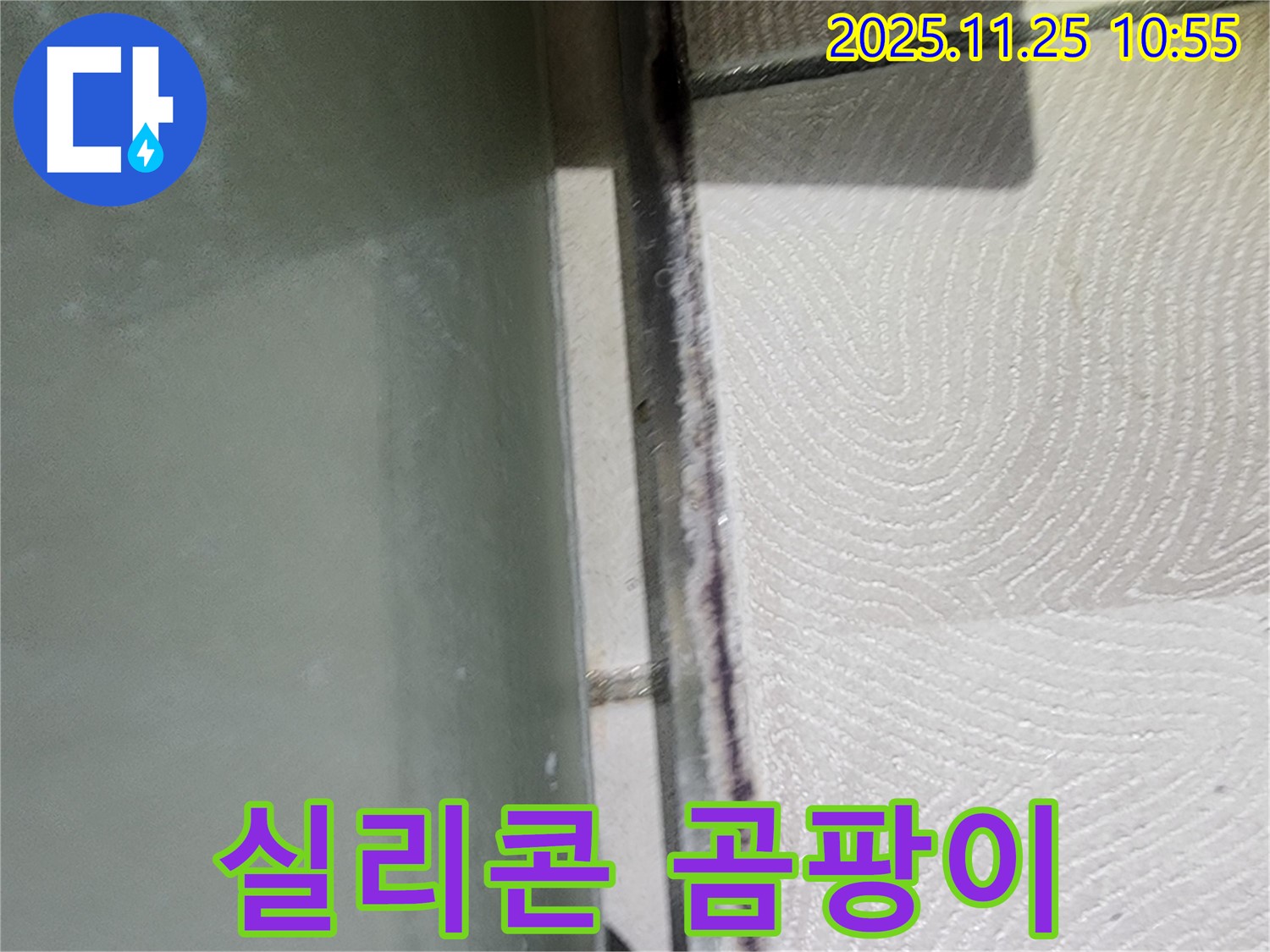 실리콘 곰팡이 - 초기 누수 확인 - 새롭게 시공하여 누수 해결.