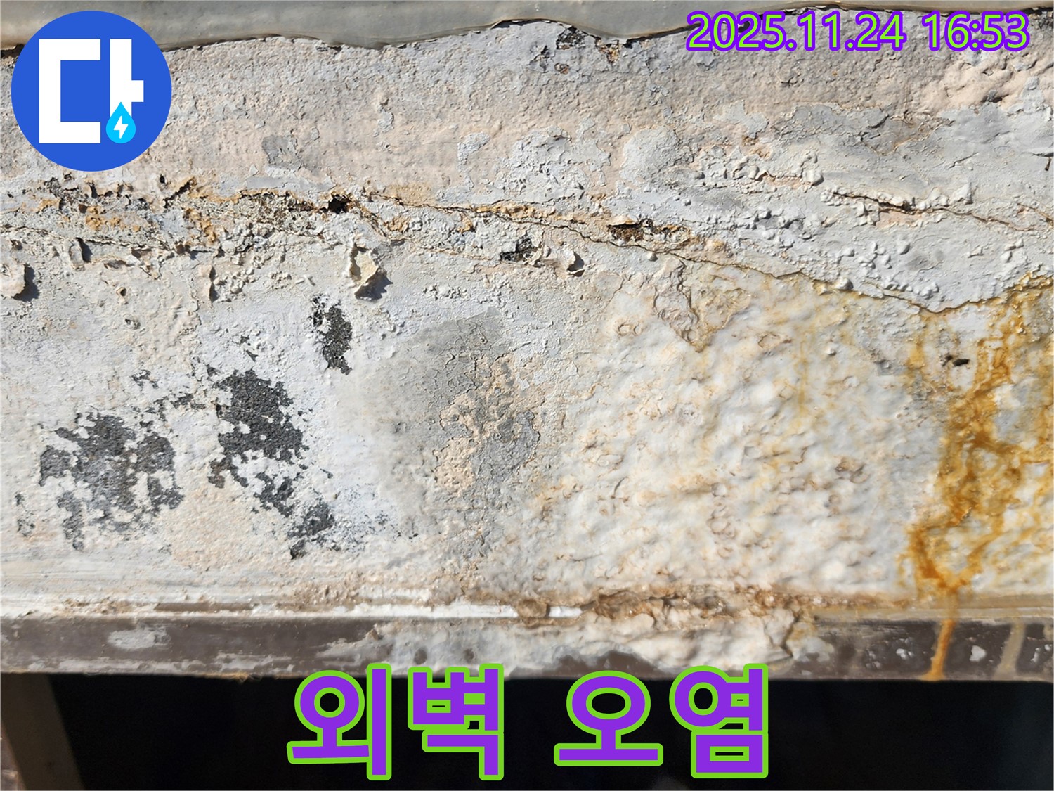 외벽 오염 - 곰팡이 발생 - 건물 미관 저해