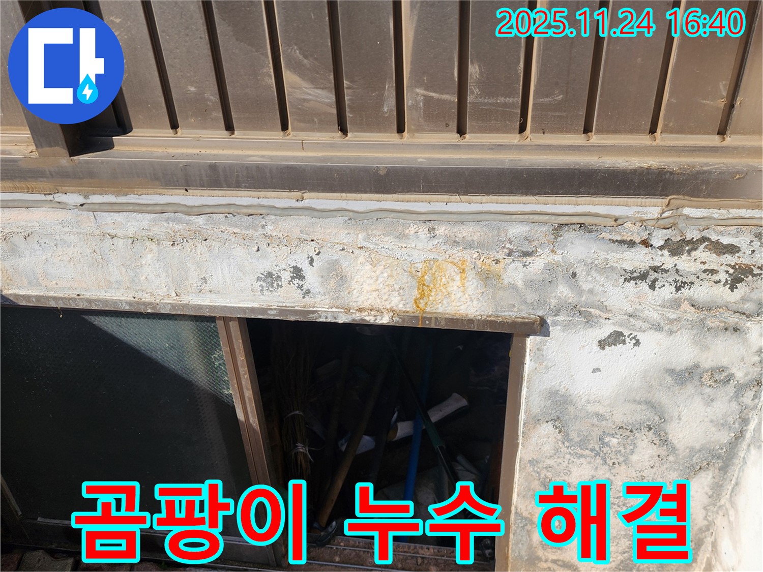 포천 신북면 반지하 창문 주변 곰팡이 누수 - 누수탐지와 곰팡이 제거까지 한 번에!