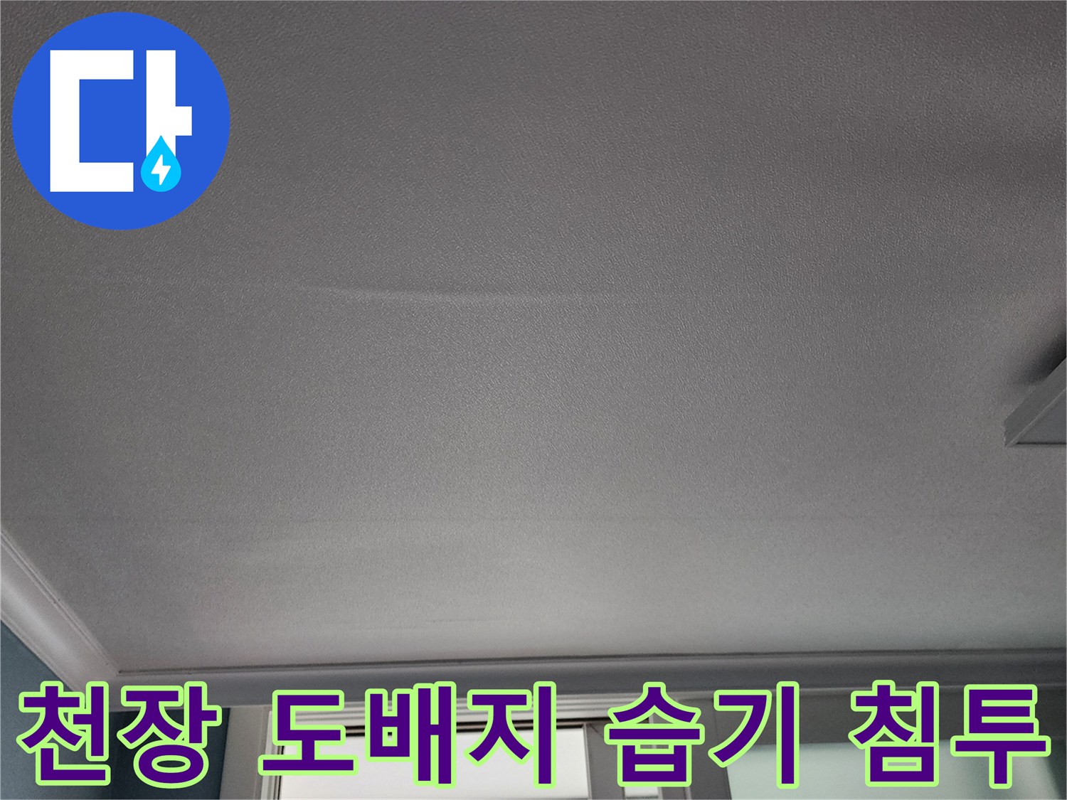 포천 신북면 현장의 젖은 천장 도배지 사진입니다.