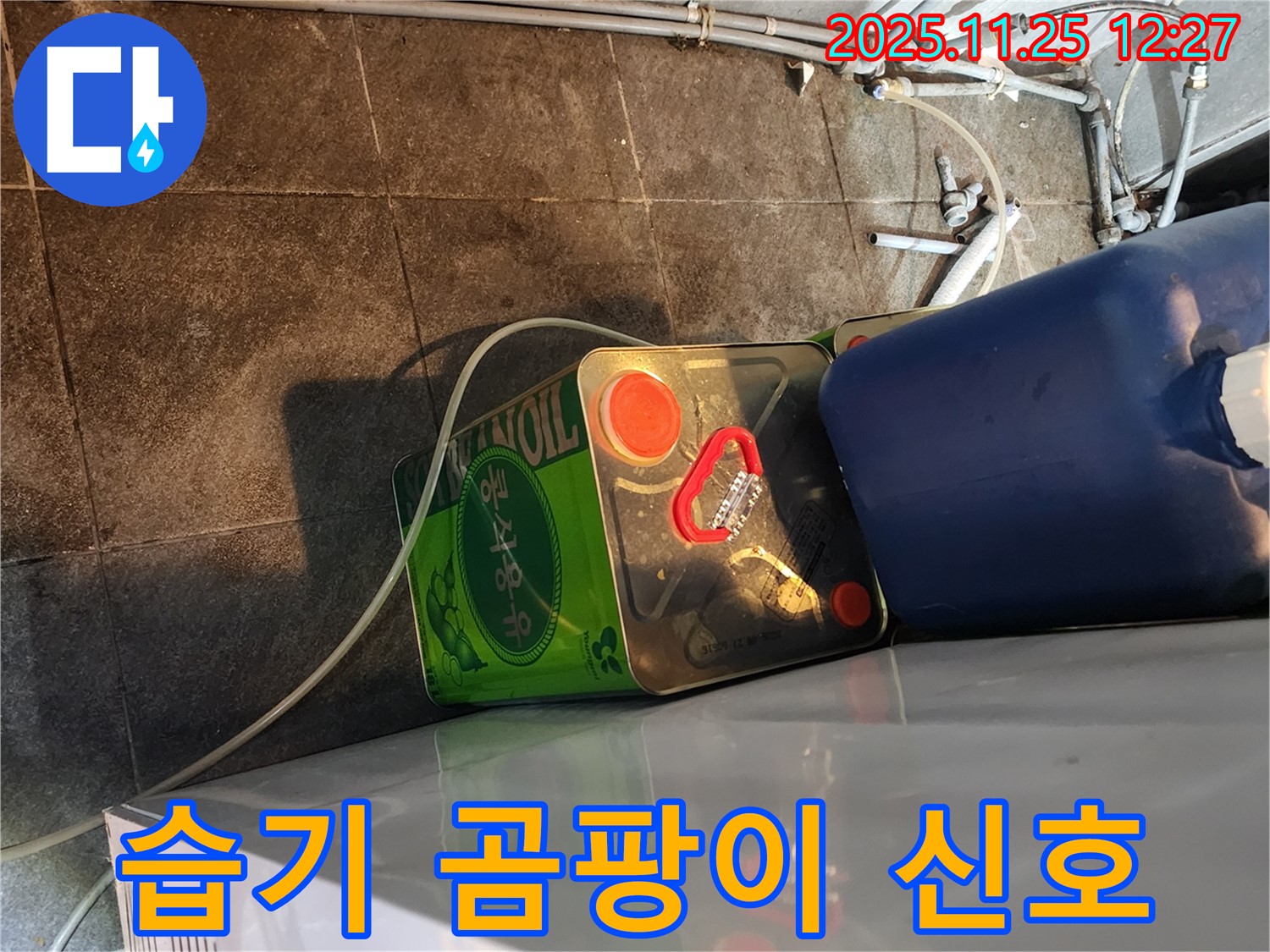 배관 주변 습기 곰팡이 - 누수 신호 - 꼼꼼 점검