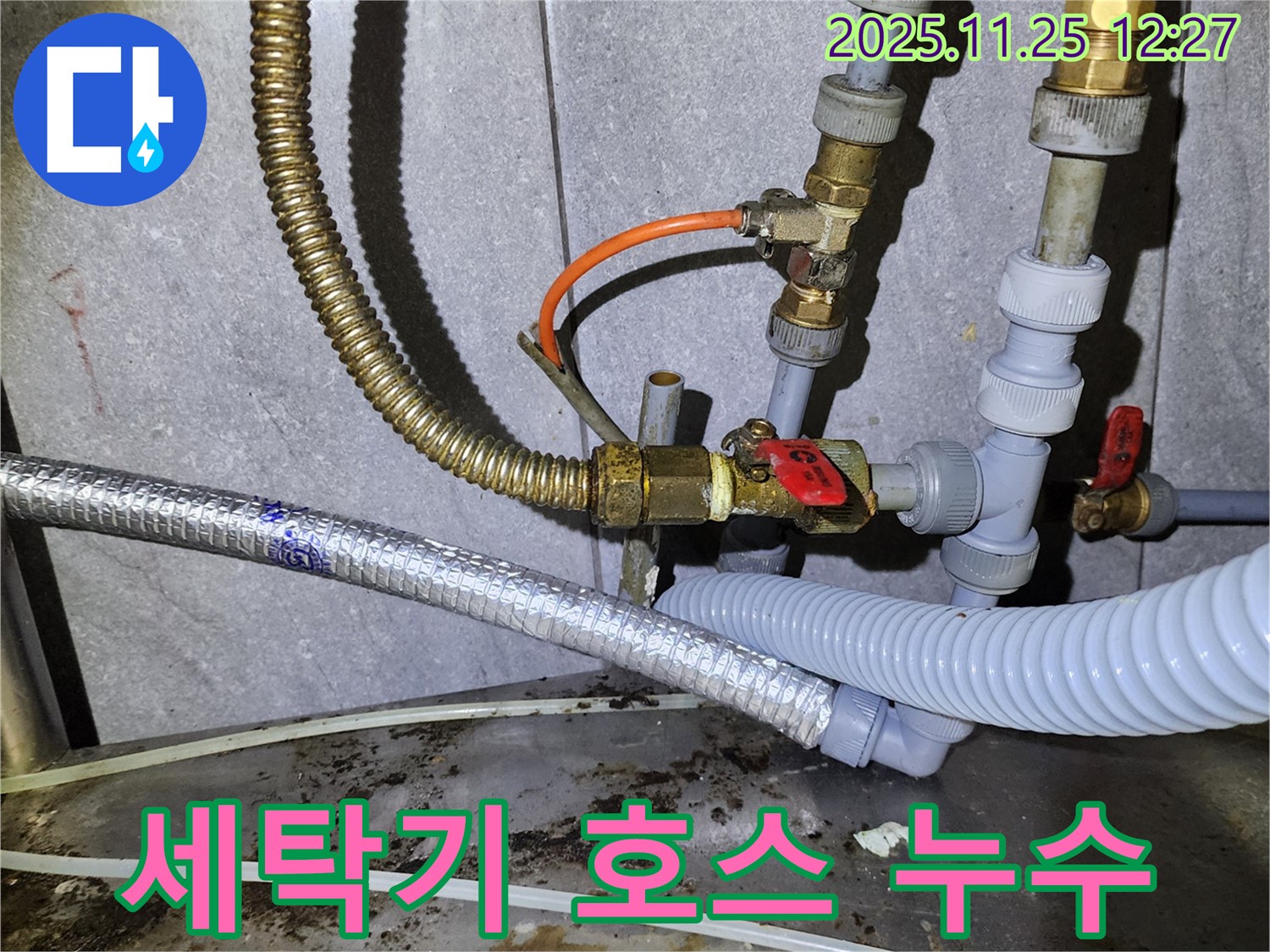 세탁기 배수 호스 연결 불량으로 누수가 발생했습니다 - 간단한 조치로 해결!