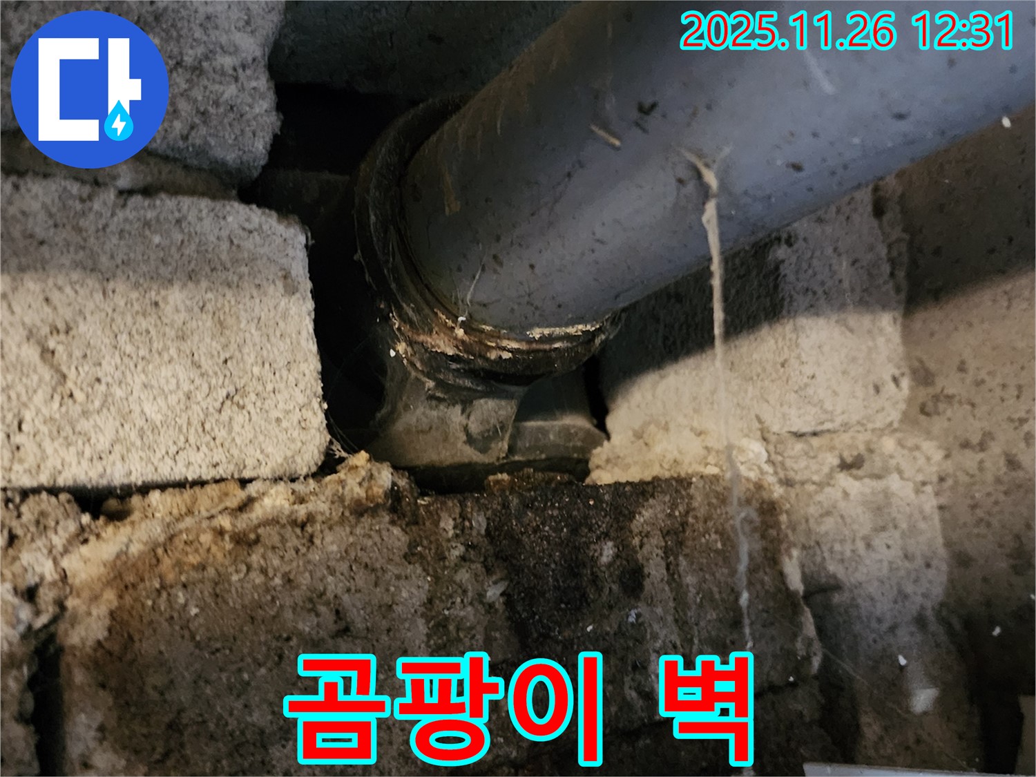 포천시 신북면 고일리 - 젖은 벽과 곰팡이가 핀 배관 연결 부위!