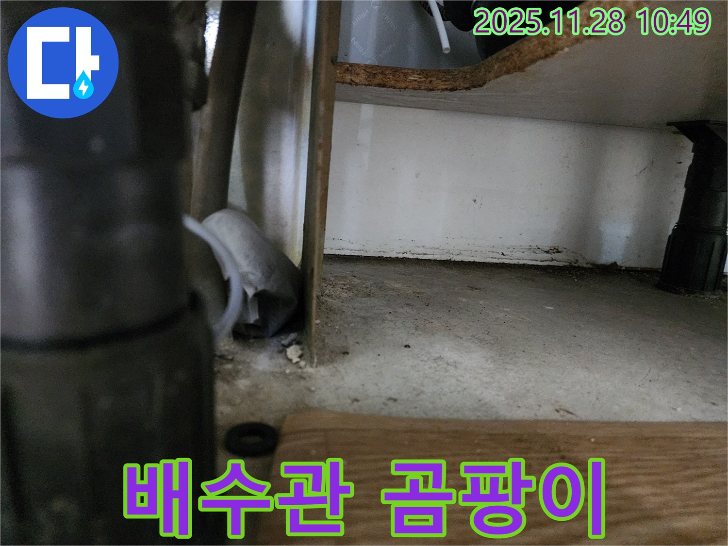 싱크대 하부 - 배수관 곰팡이, 습기 - 누수 의심