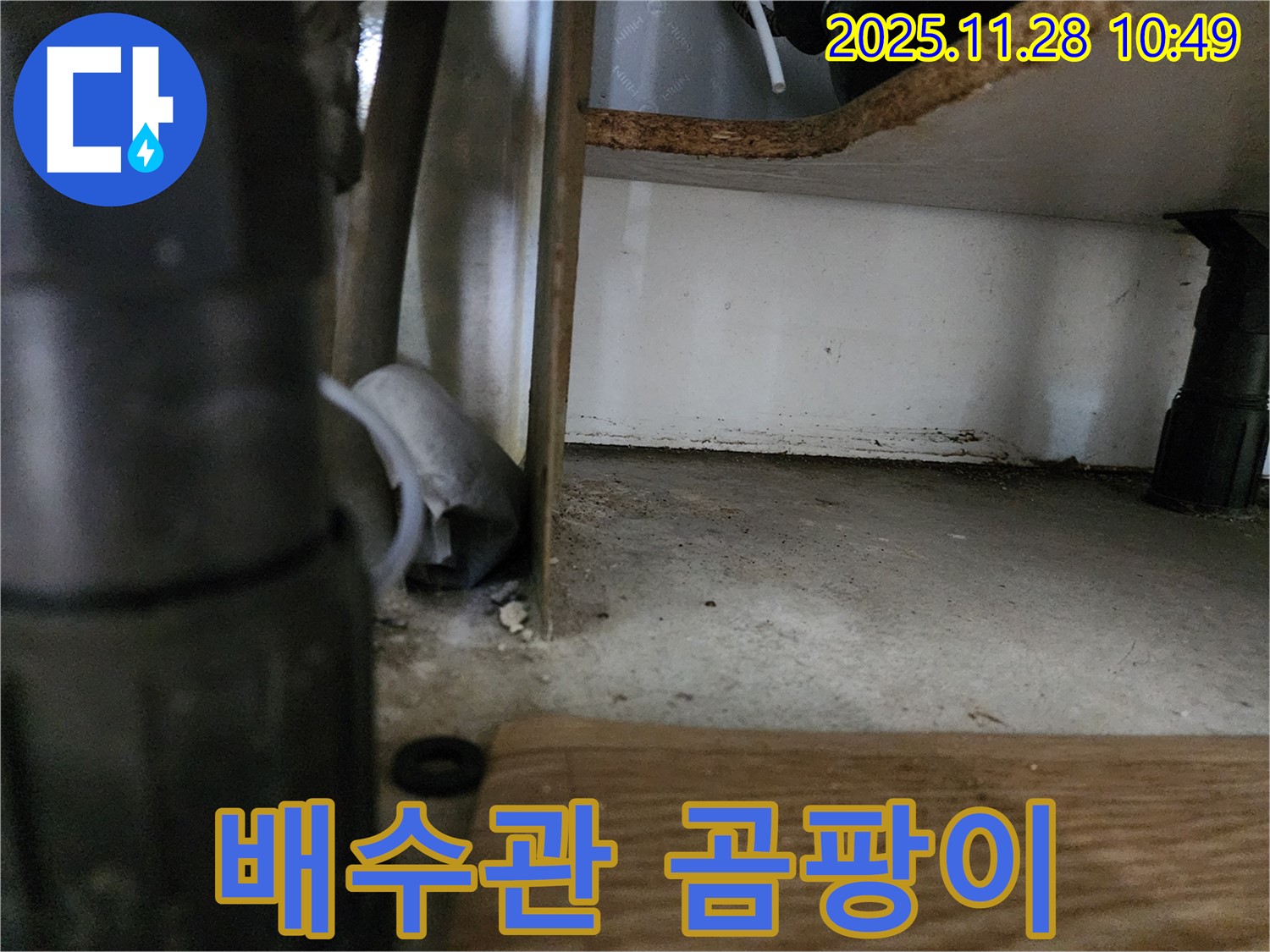 싱크대 하부 - 배수관 곰팡이, 습기 - 누수 의심