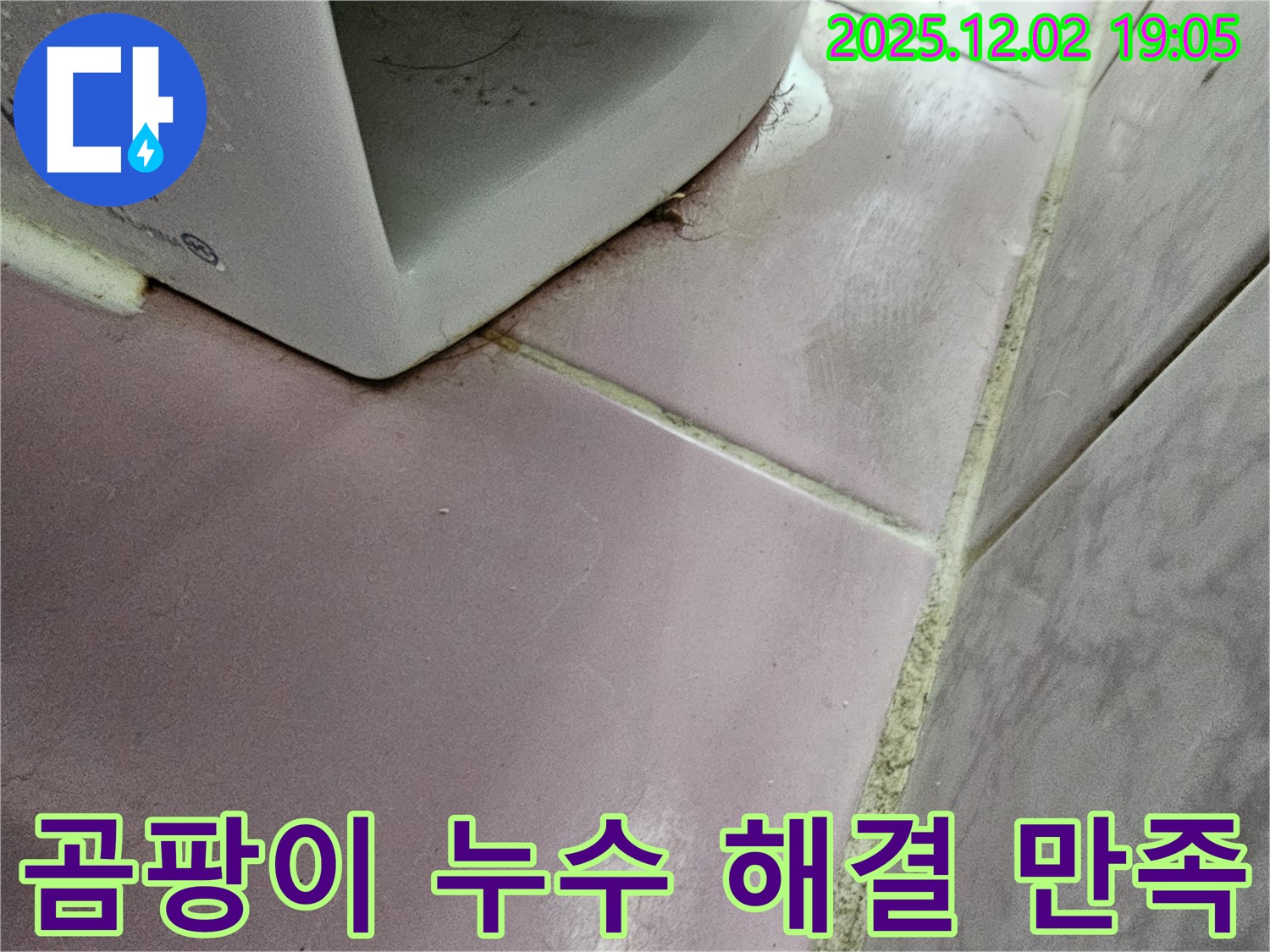 곰팡이 핀 타일 - 누수 문제 해결 후 고객 만족 100%!