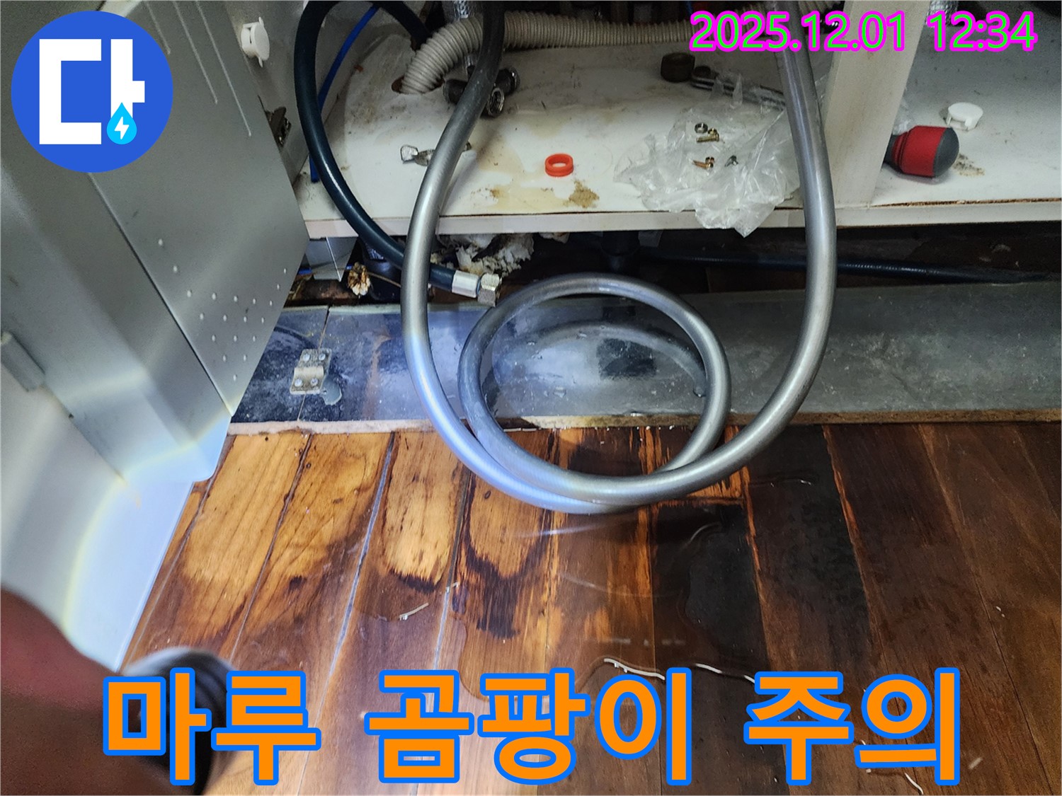 포천 이동면 누수 - 싱크대 배수관 문제, 마루 곰팡이 발생 주의