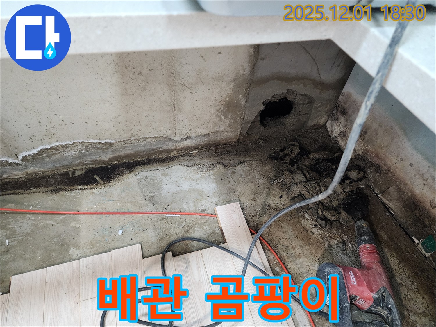 포천시 이동면 연곡리 누수 - 배관 주변 곰팡이 발견! 문제의 심각성을 보여줍니다.