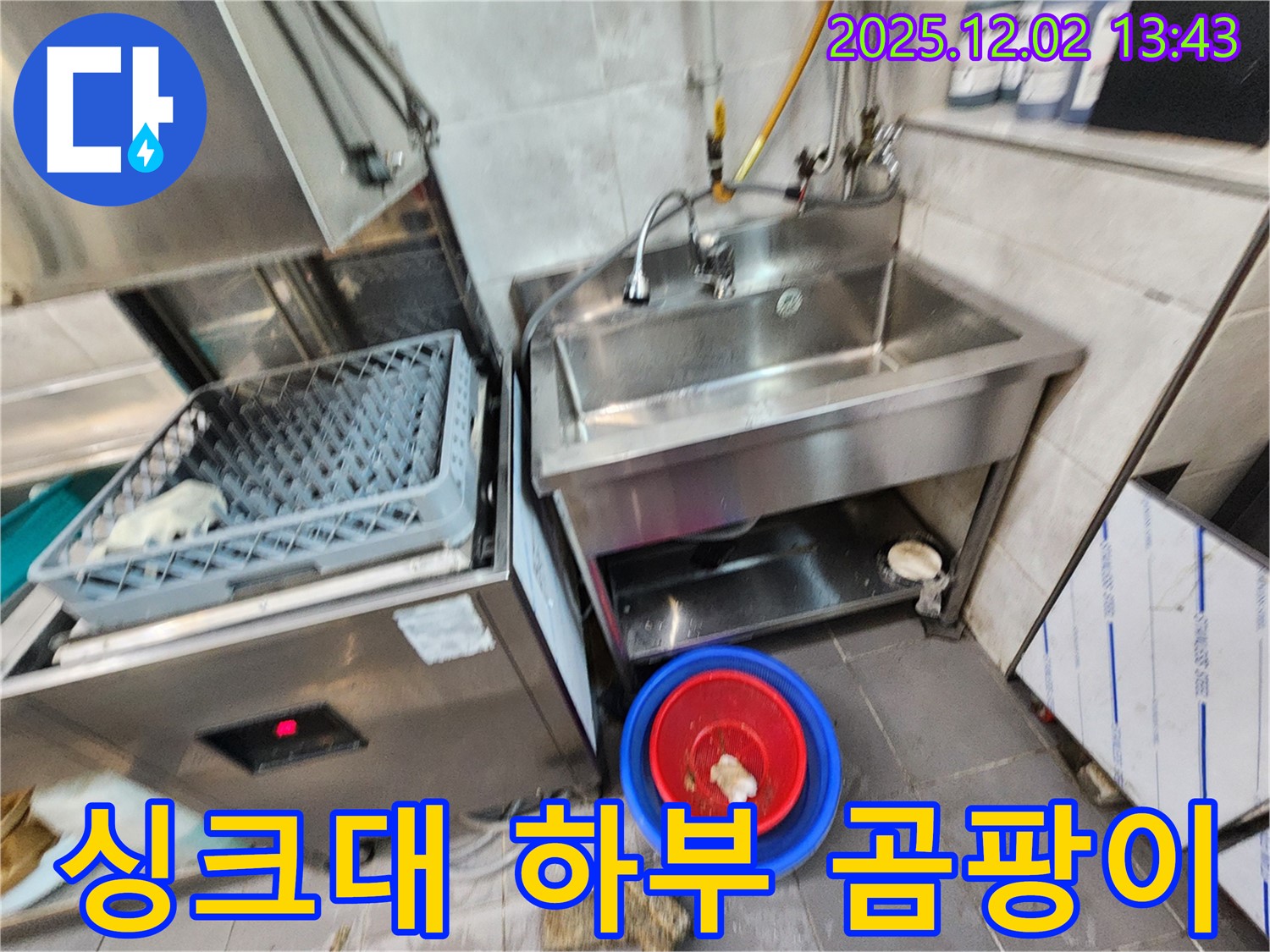 포천 이동면 노곡리 식당 스테인리스 싱크대 하부 곰팡이 - 곰팡이를 제거하고 누수 원인을 해결했습니다.