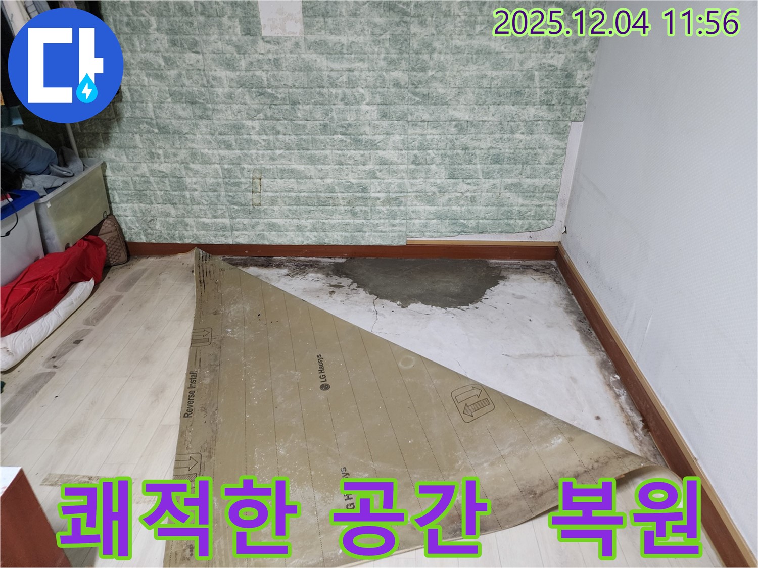 포천 일동 누수 - 썩은 장판 곰팡이 악취 3중고 완벽 복원 쾌적한 공간