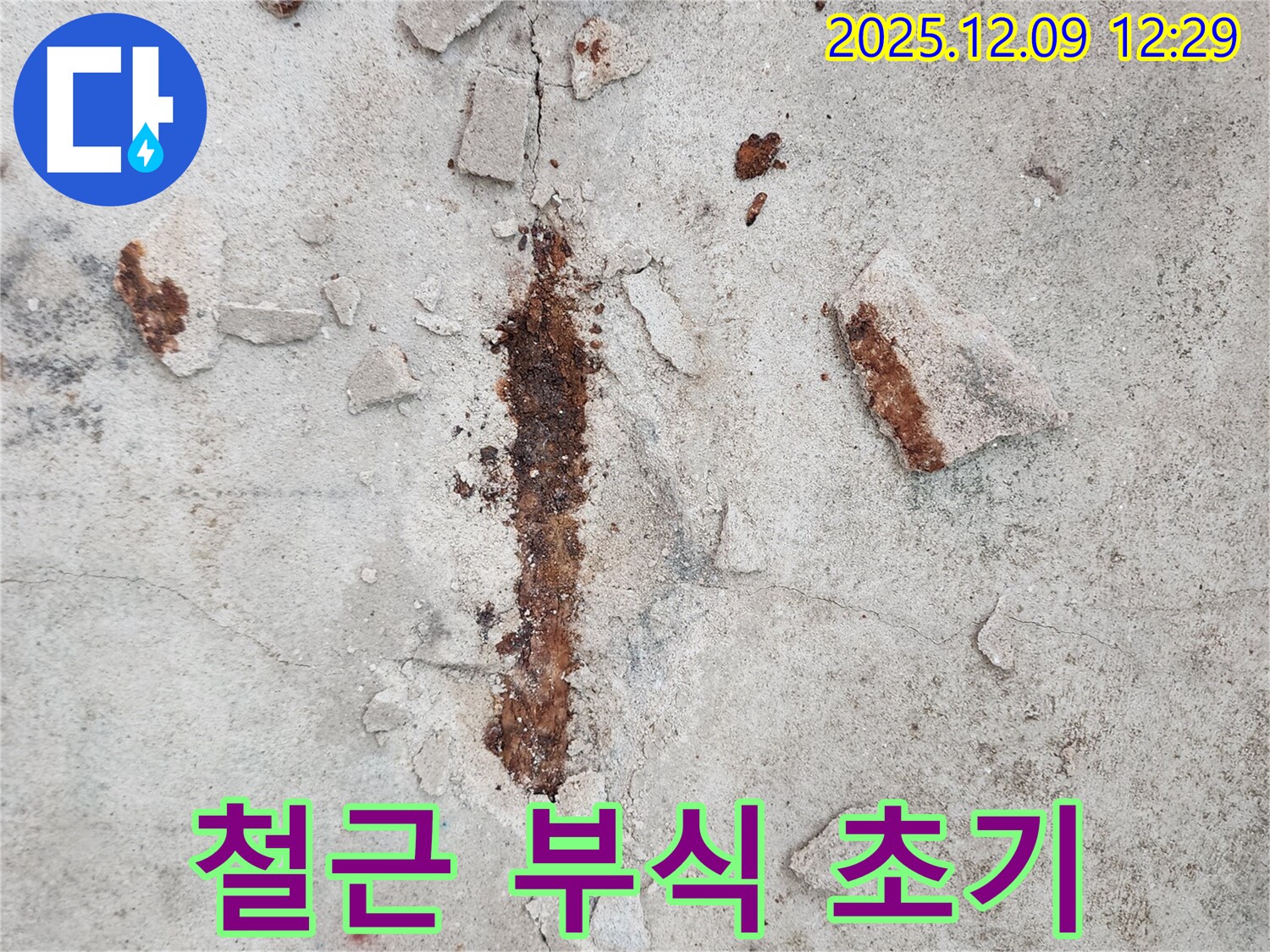 콘크리트 속 철근 부식 초기 - 빠른 발견과 조치가 중요