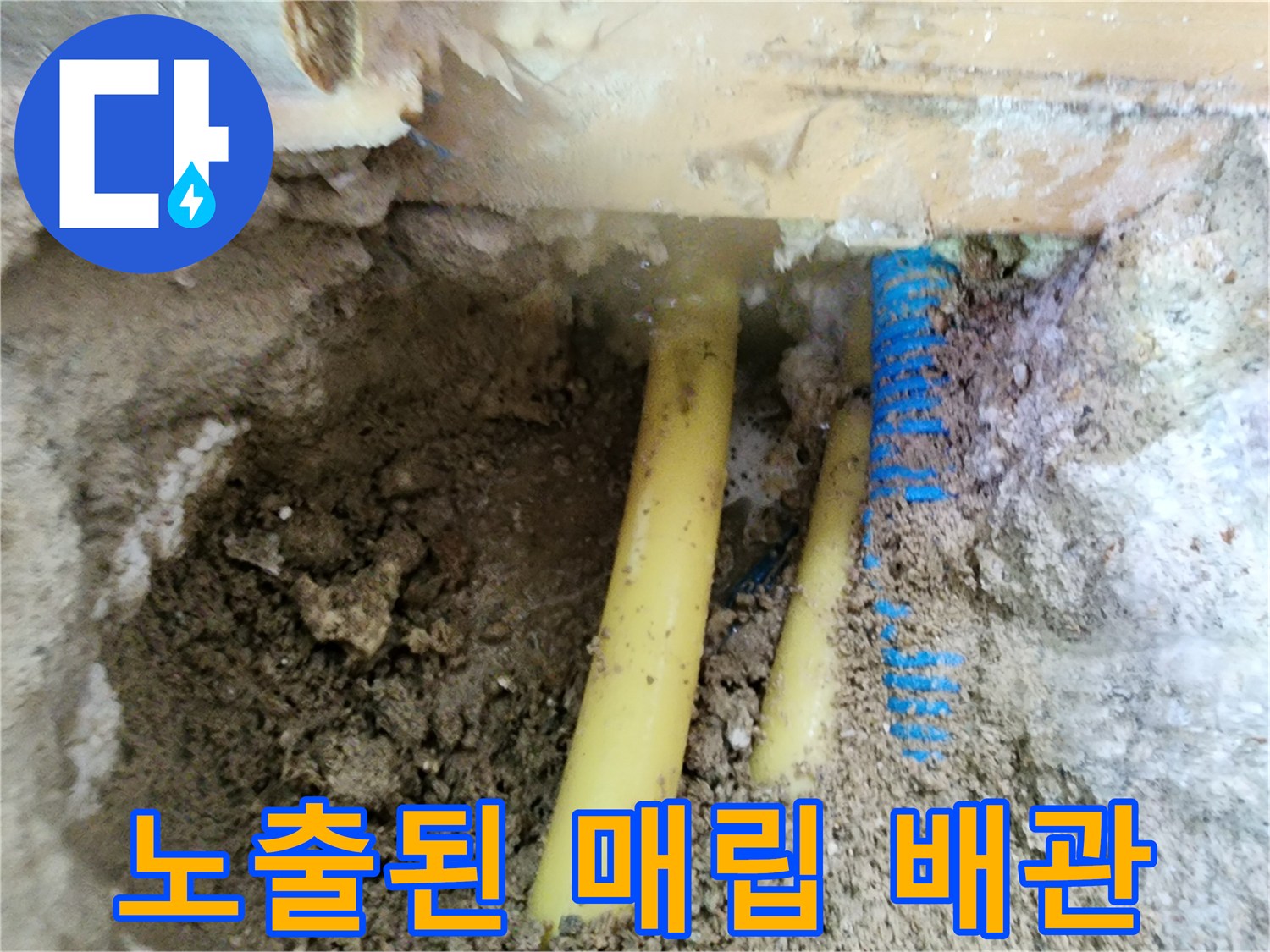 흙 속에 파묻혀 있던-배관 노출 현장