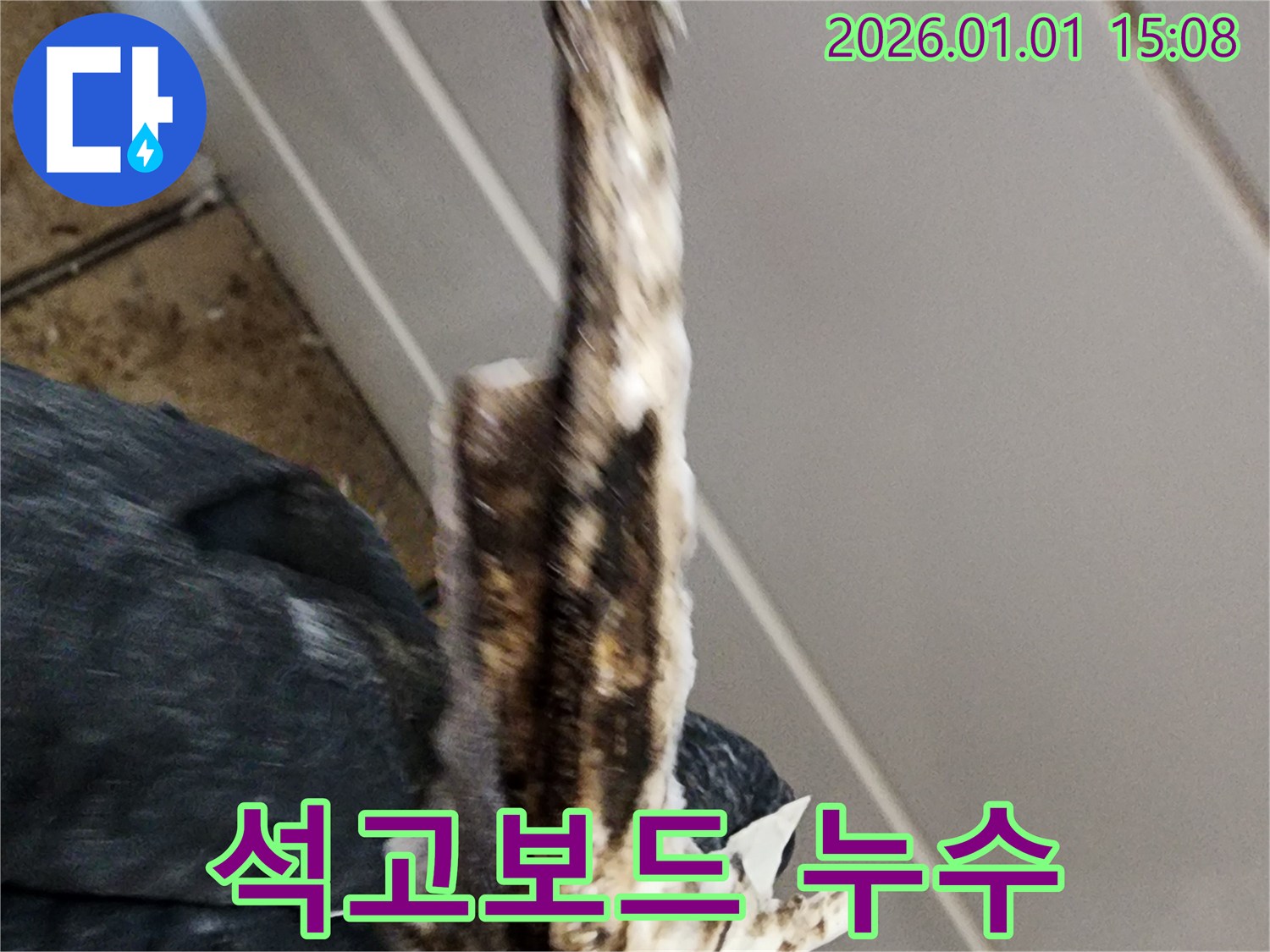 고양시 누수 현장 - 석고보드에 생긴 얼룩 - 누수의 초기 증상일 수 있습니다.