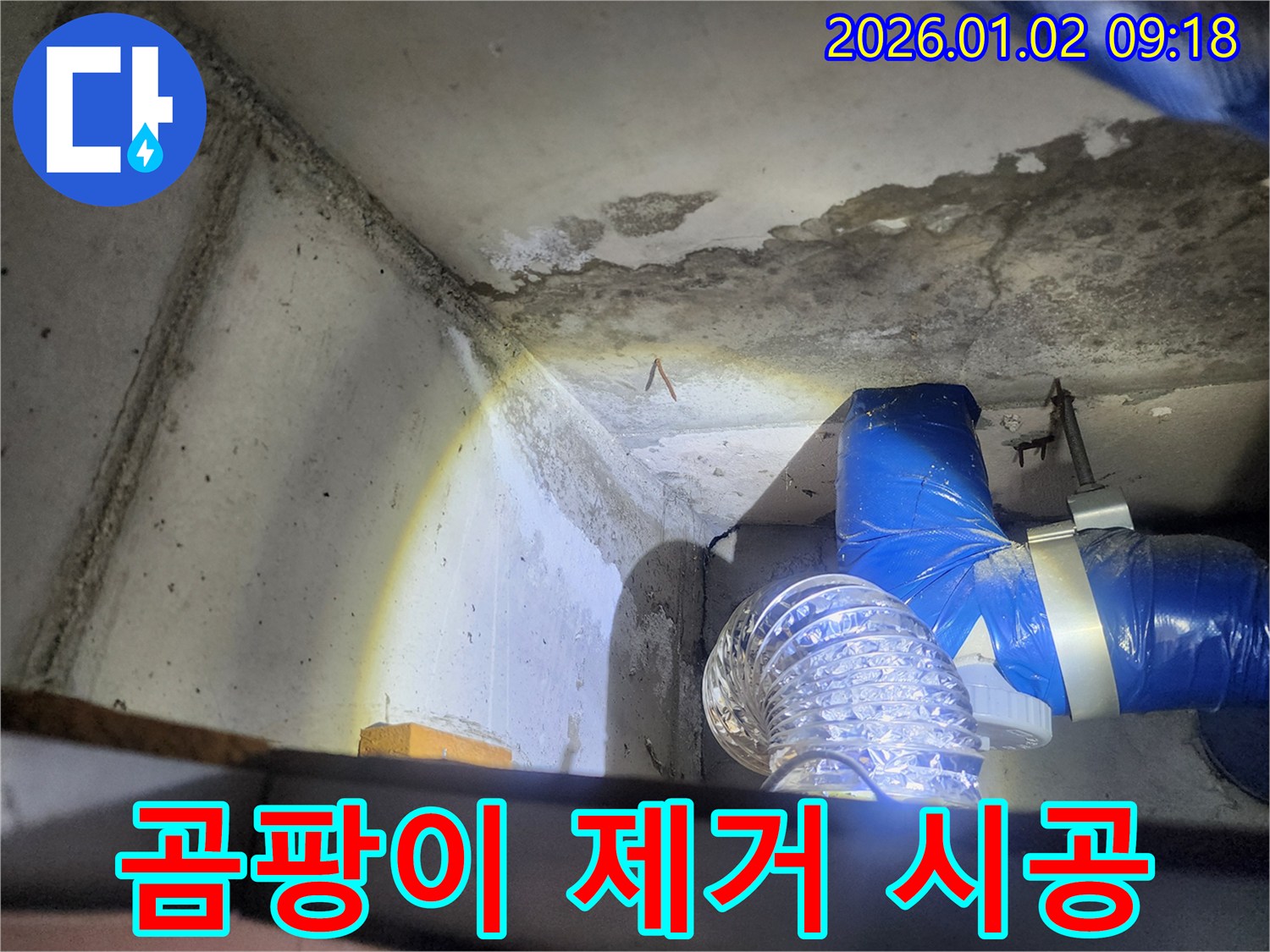 상계9동 곰팡이 제거 시공 - 누수 부위 주변 곰팡이 제거 작업