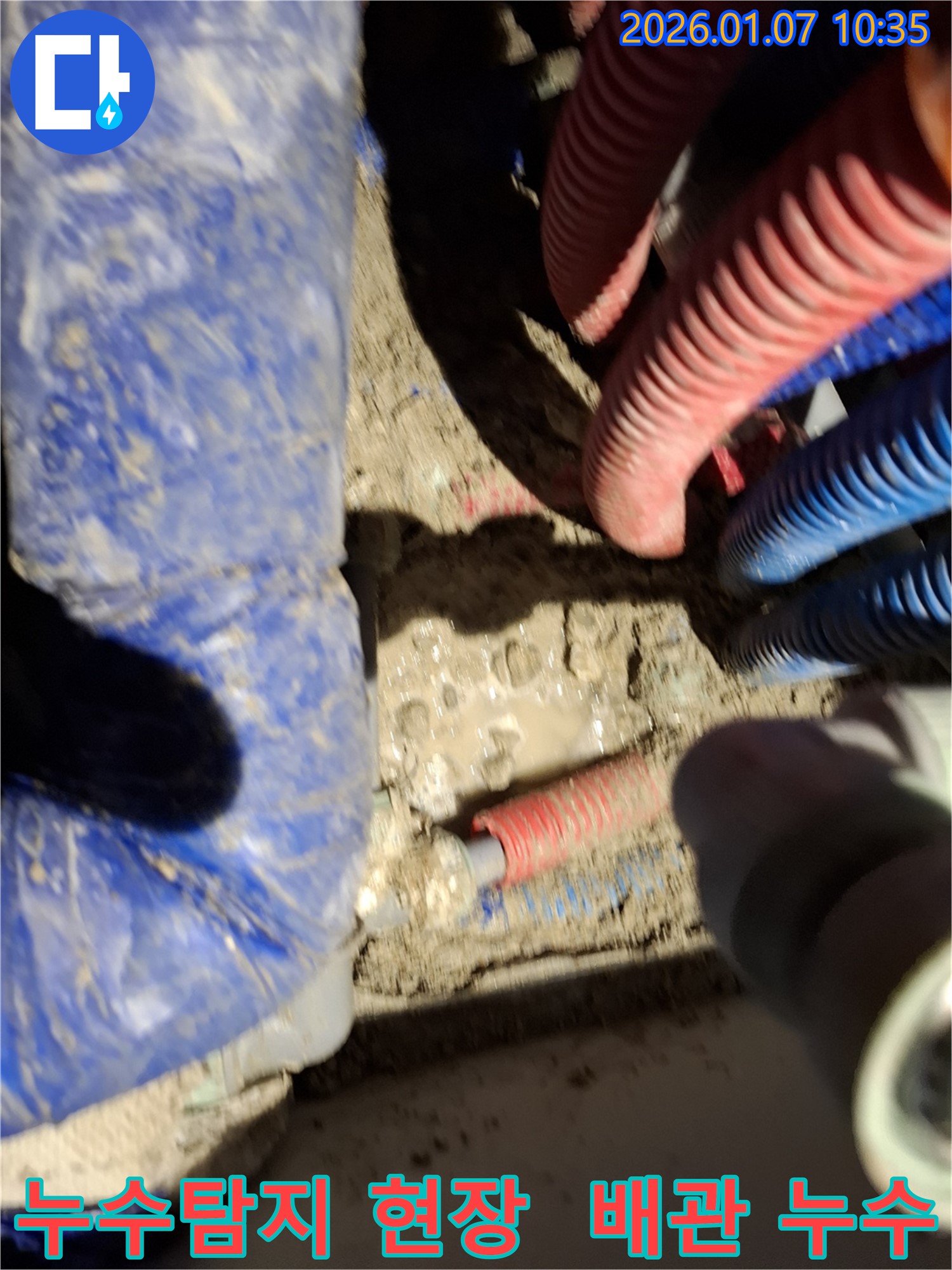 용인 모현읍 누수탐지 현장 - 배관 누수 지점 발견 및 수리 과정