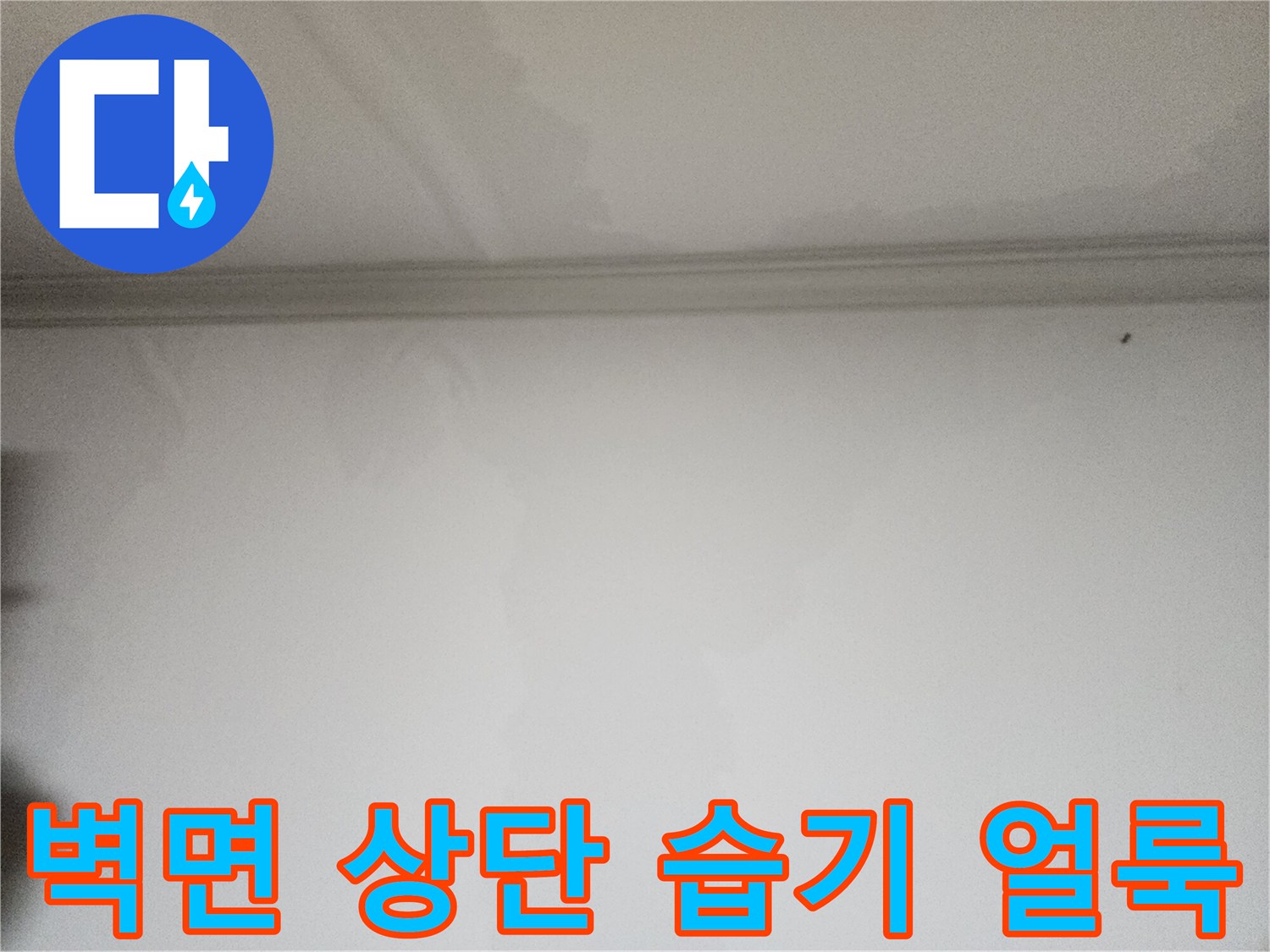 천장-몰딩-하단-벽지-젖음-현상-사진
