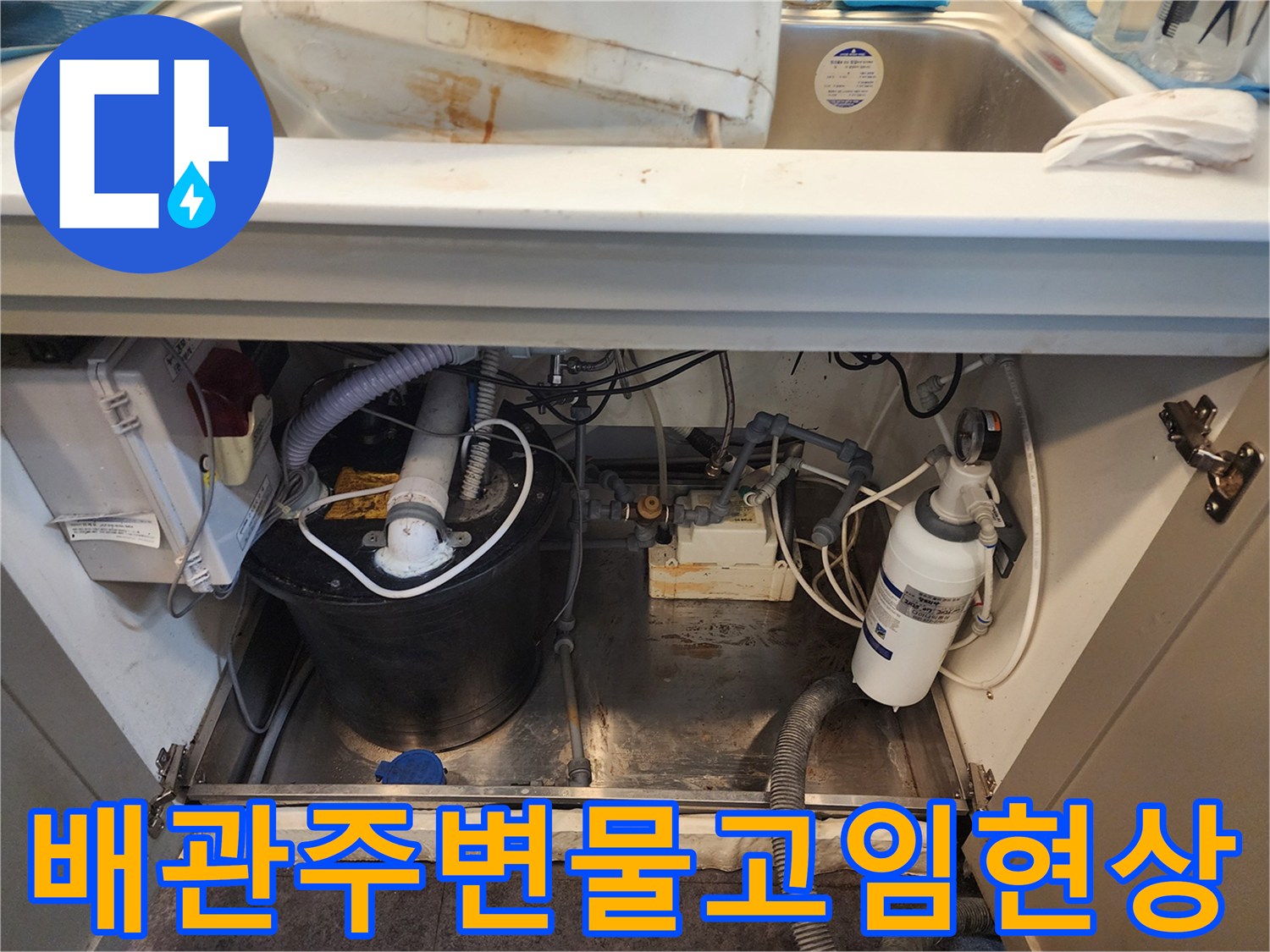 상업용-주방-싱크대-하단부-누수-탐지-진행-중