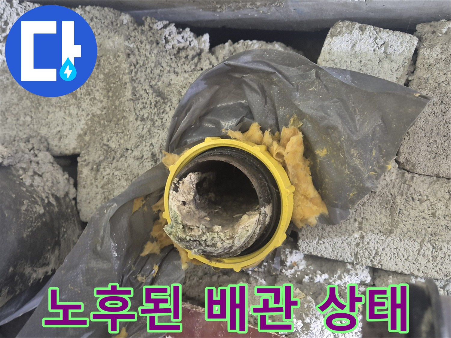 양주 백석읍 현장의 노후된 하수 배관 내부 모습