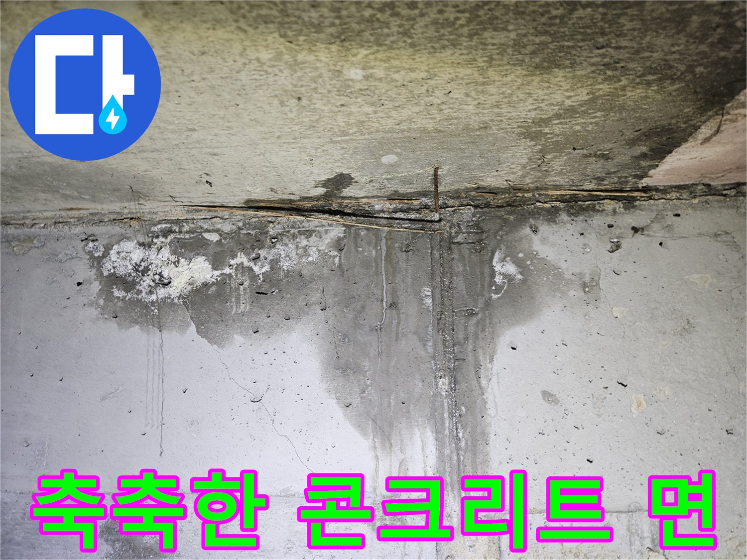 습기가 가득한-콘크리트 천장 슬래브의 모습