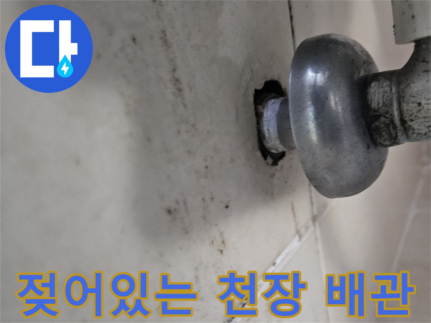 천장재와 배관 연결부의 습윤한 상태 확인