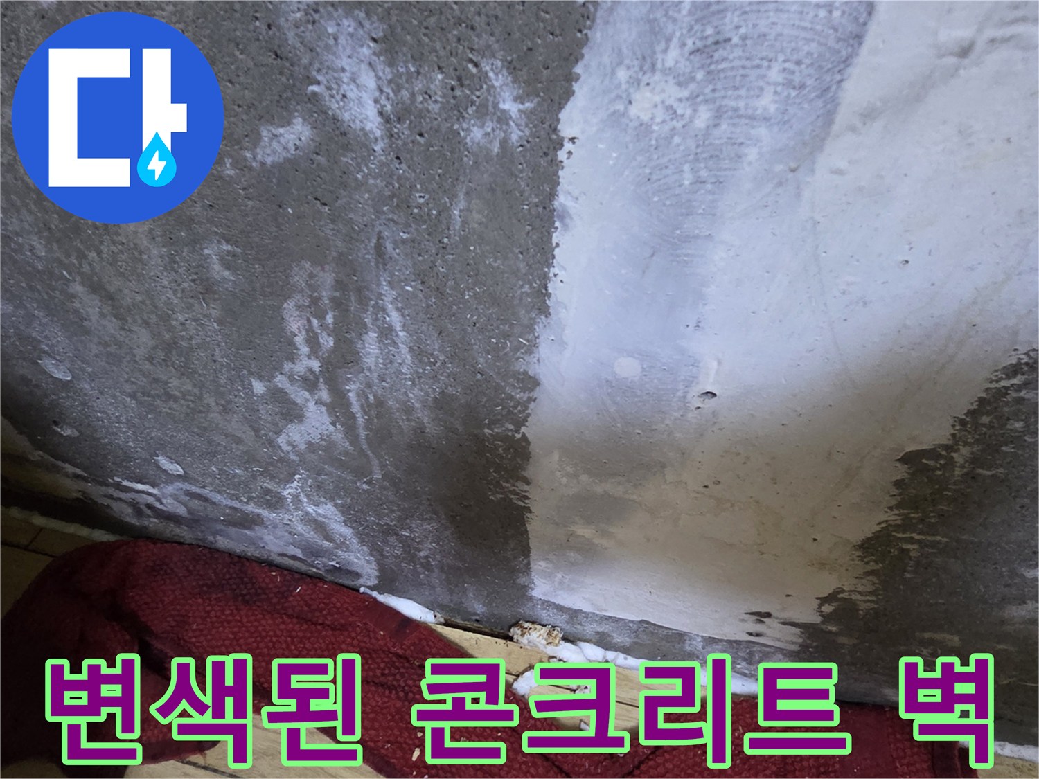 습기가 스며든-콘크리트의 하얀 얼룩