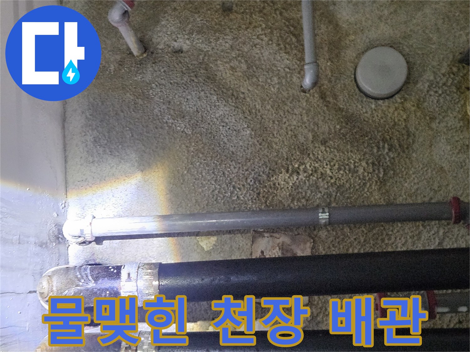 배관-주변의-습기와-젖은-단열재-상태