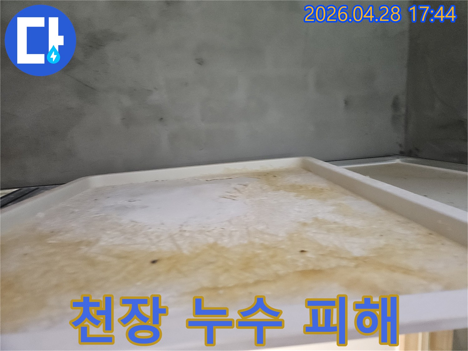 누수-현장에서-발견된-물-고임-흔적-사진입니다