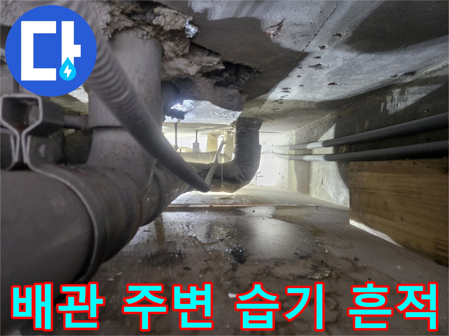 배관-연결부-주변의-습기와-얼룩-상태