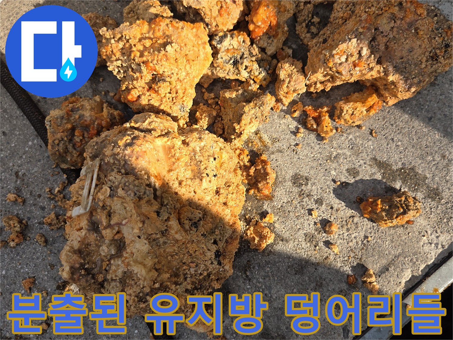 하수관 내부에서-추출한 거대 기름 슬러지