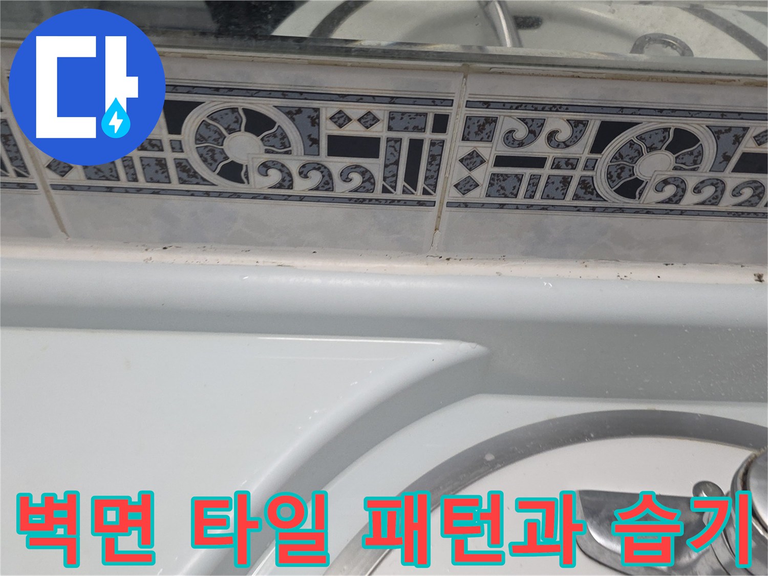 욕실-벽면-타일-패턴-사이-습윤-상태
