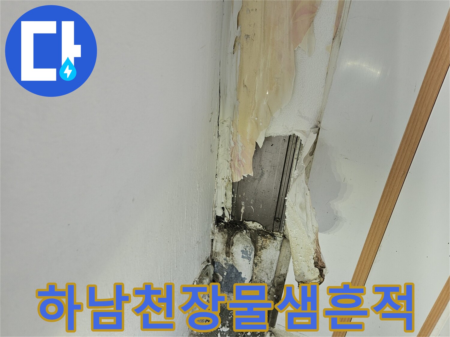 하남 아파트 천장 부위의 물샘 흔적과 얼룩 상태