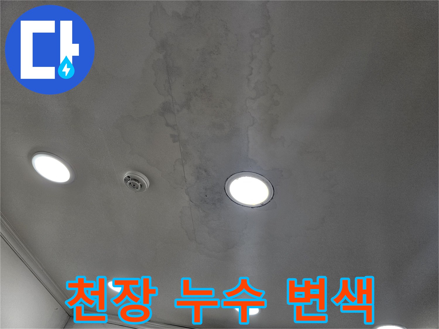 광범위하게 퍼진 천장 마감재의 물자국