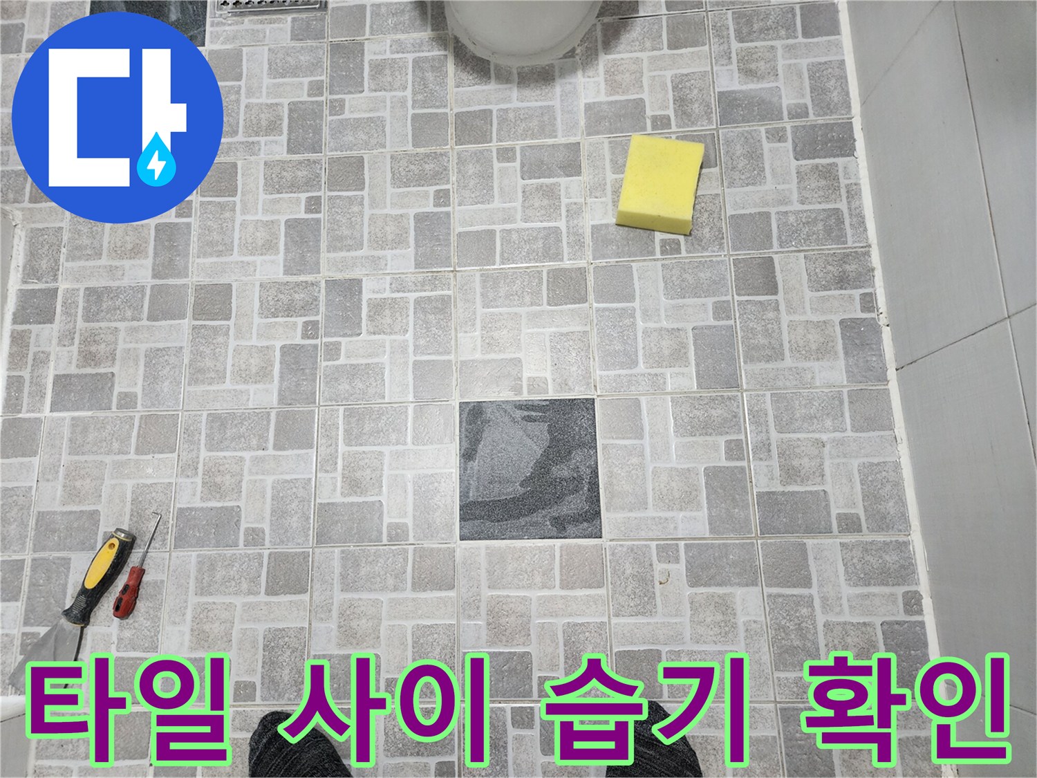 정자동 현장의 타일 마감 및 청소용 스펀지