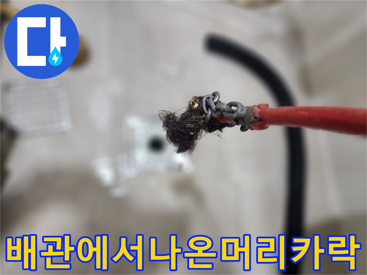스케일링장비끝에걸린-머리카락뭉치와오물