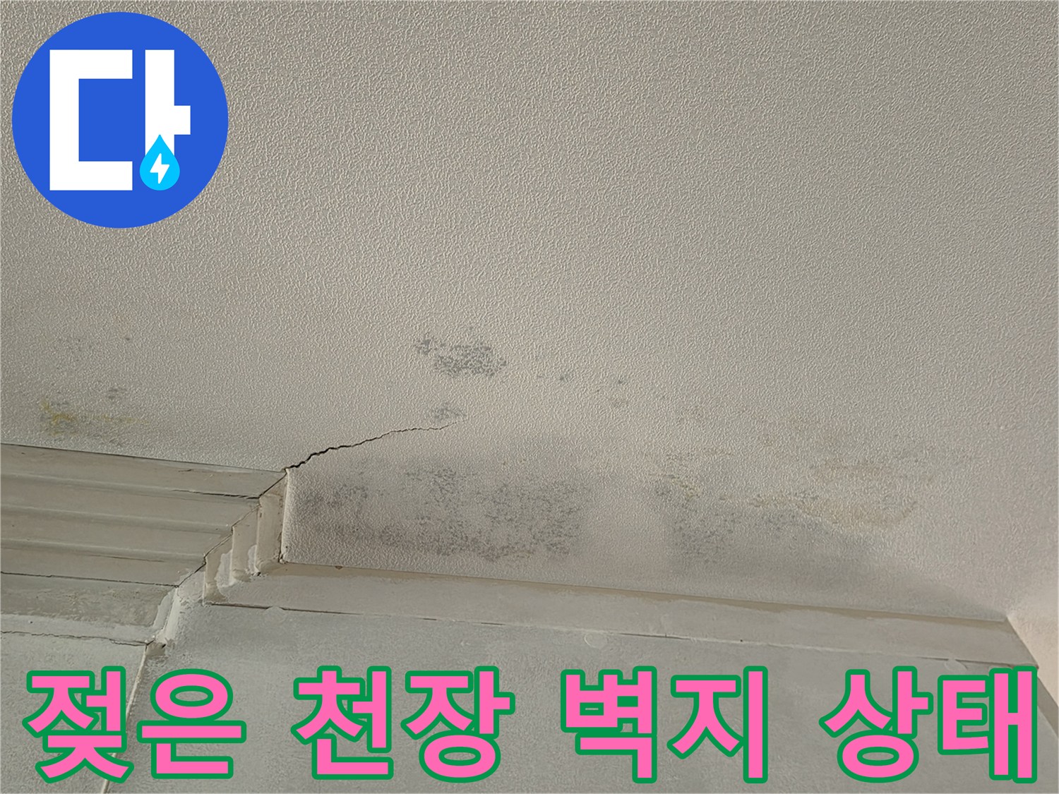 물에-젖어-변색된-천장-부분-촬영