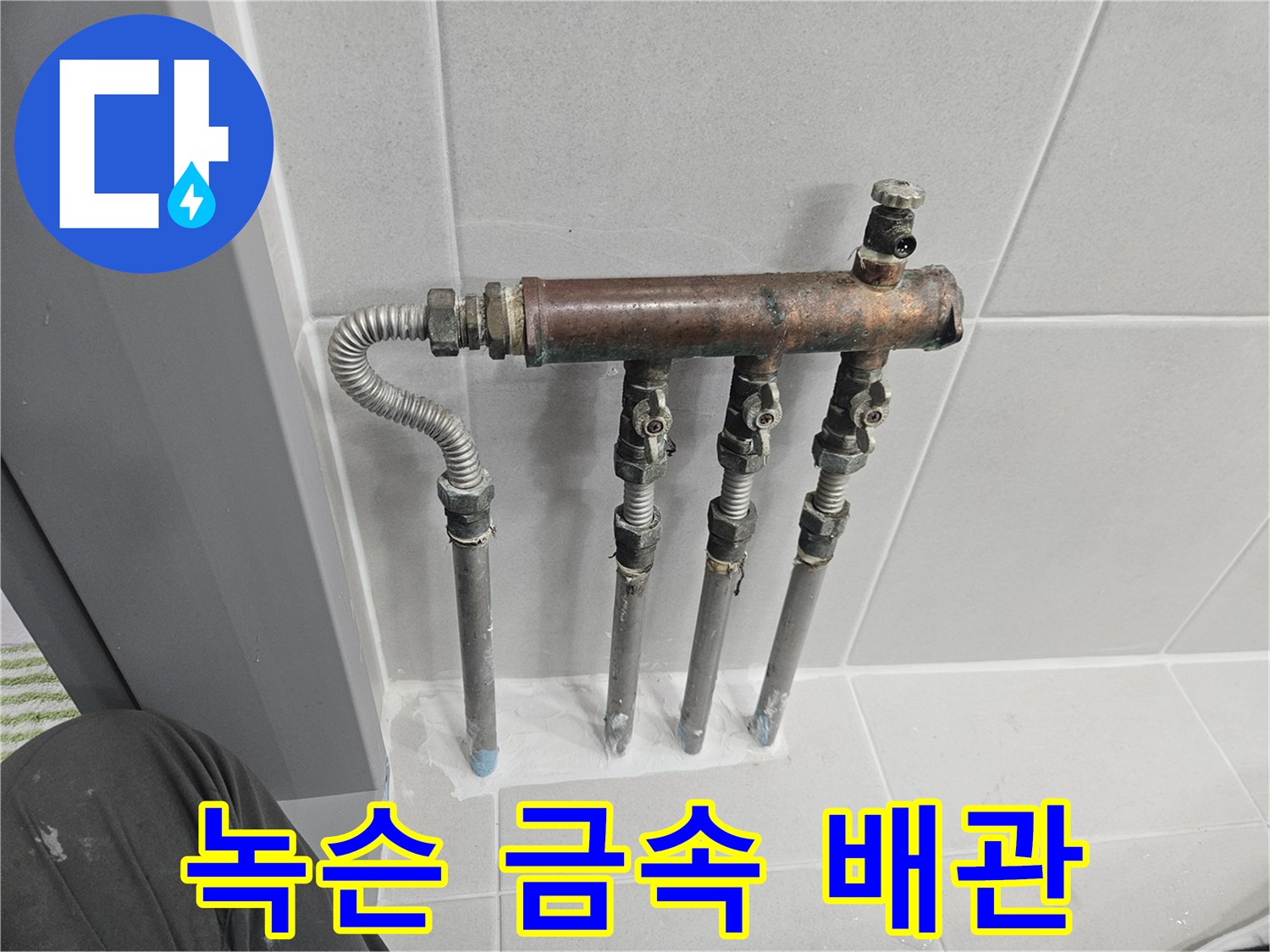 부식이 심하게 진행된 분기 배관의 모습