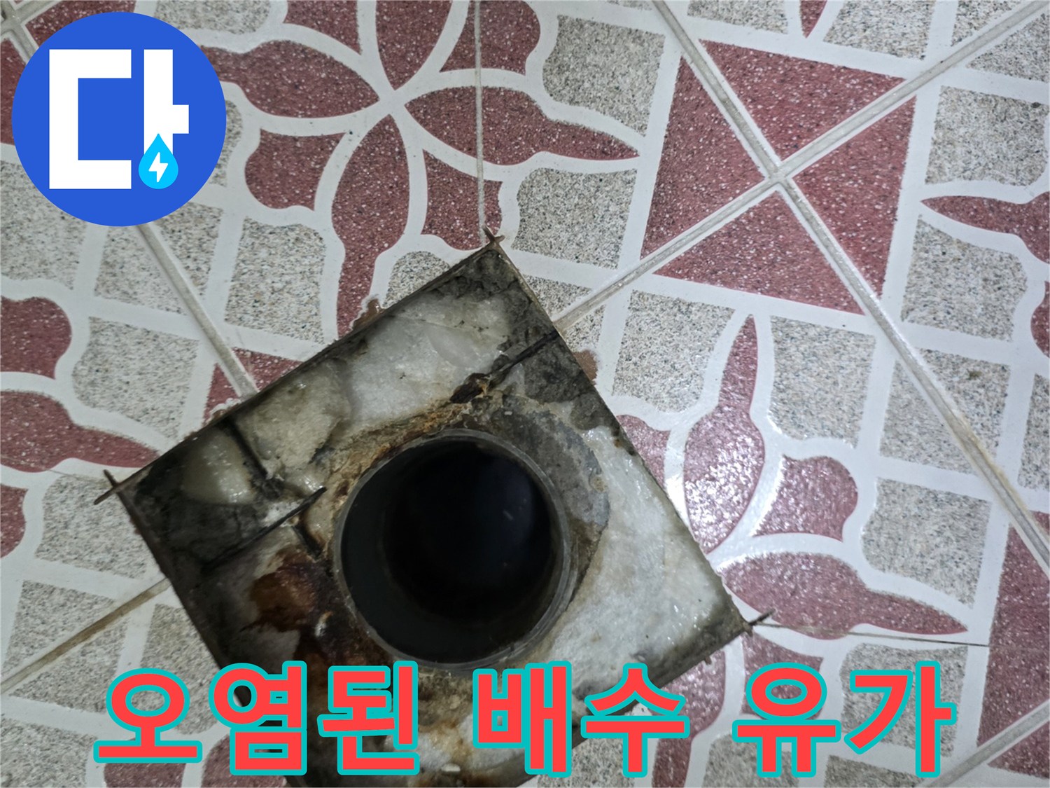 오염물이-가득한-배수구-내부-상태